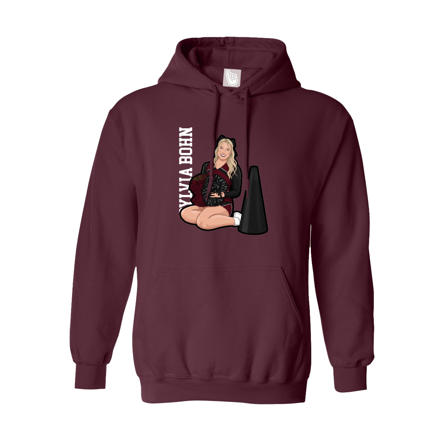Youth Hoodie — Name Vertical in Maroon