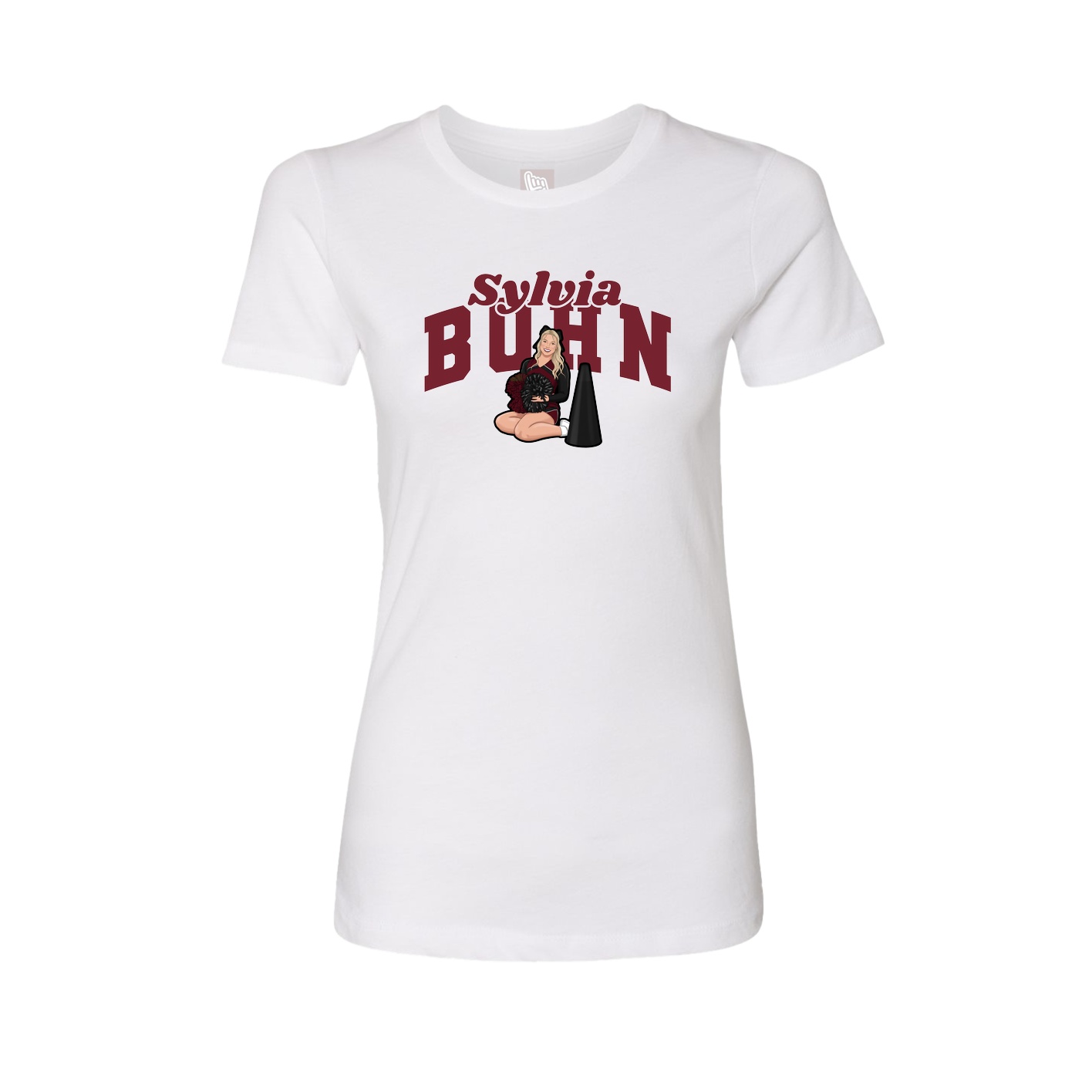 Fitted Women's Tee — Signature Arch in White