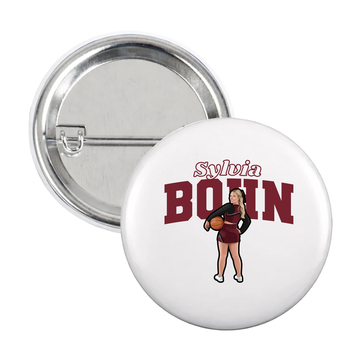 Game Day Button — Name Arch in White