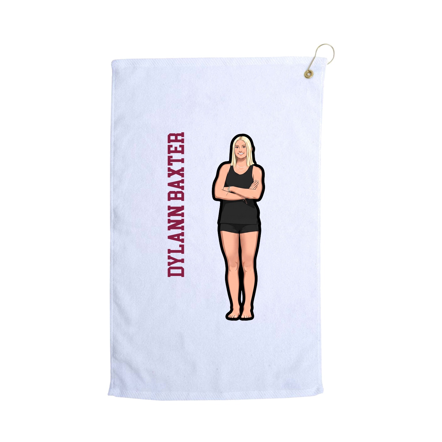 Golf Towel — Name Vertical in White