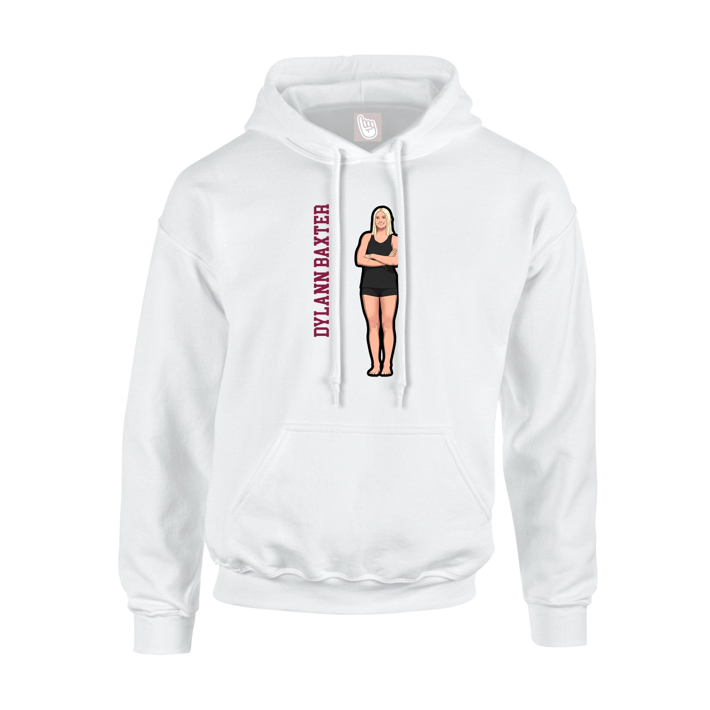 Youth Hoodie — Name Vertical in White