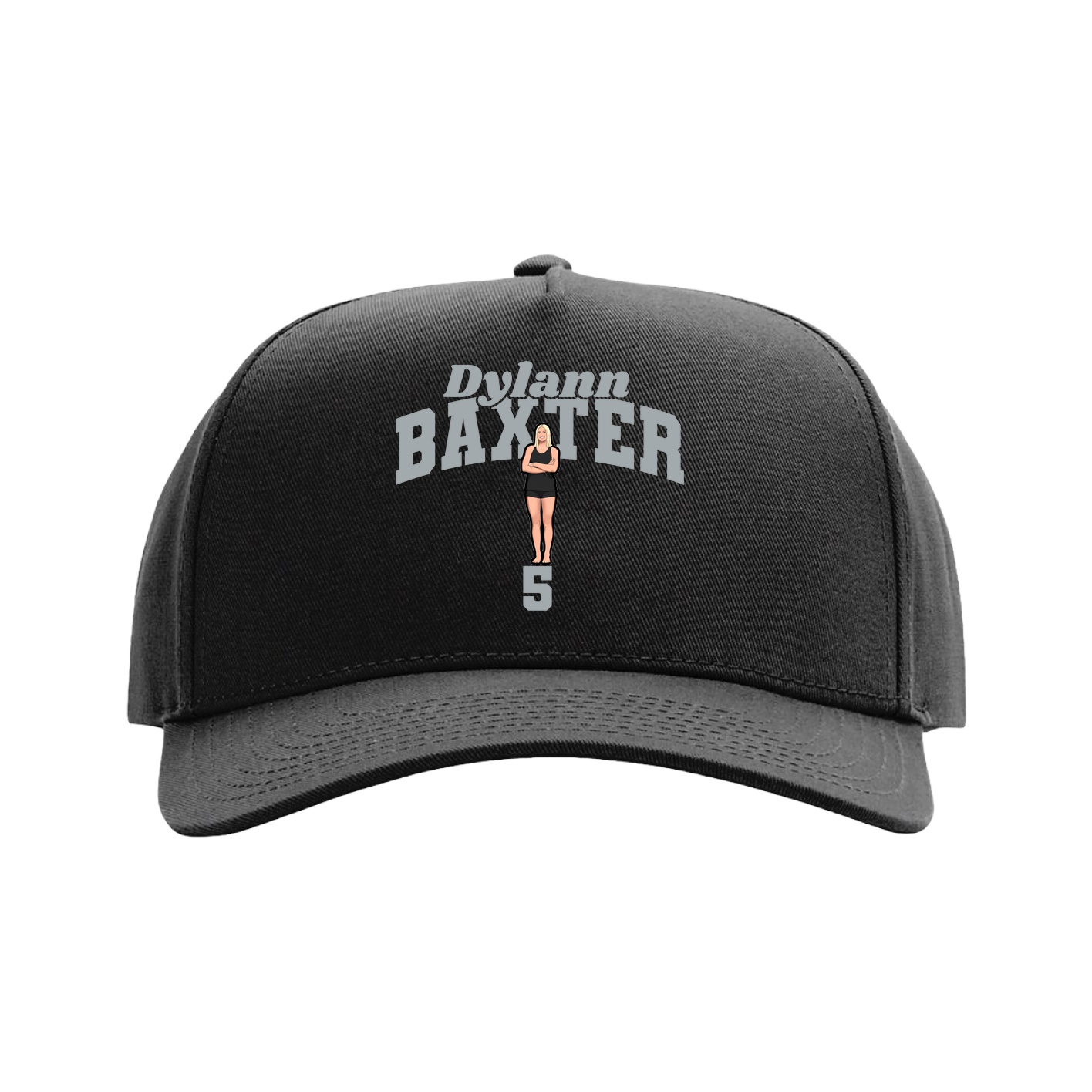 Full Fabric Five-Panel Champ Cap — Signature Arch in Black