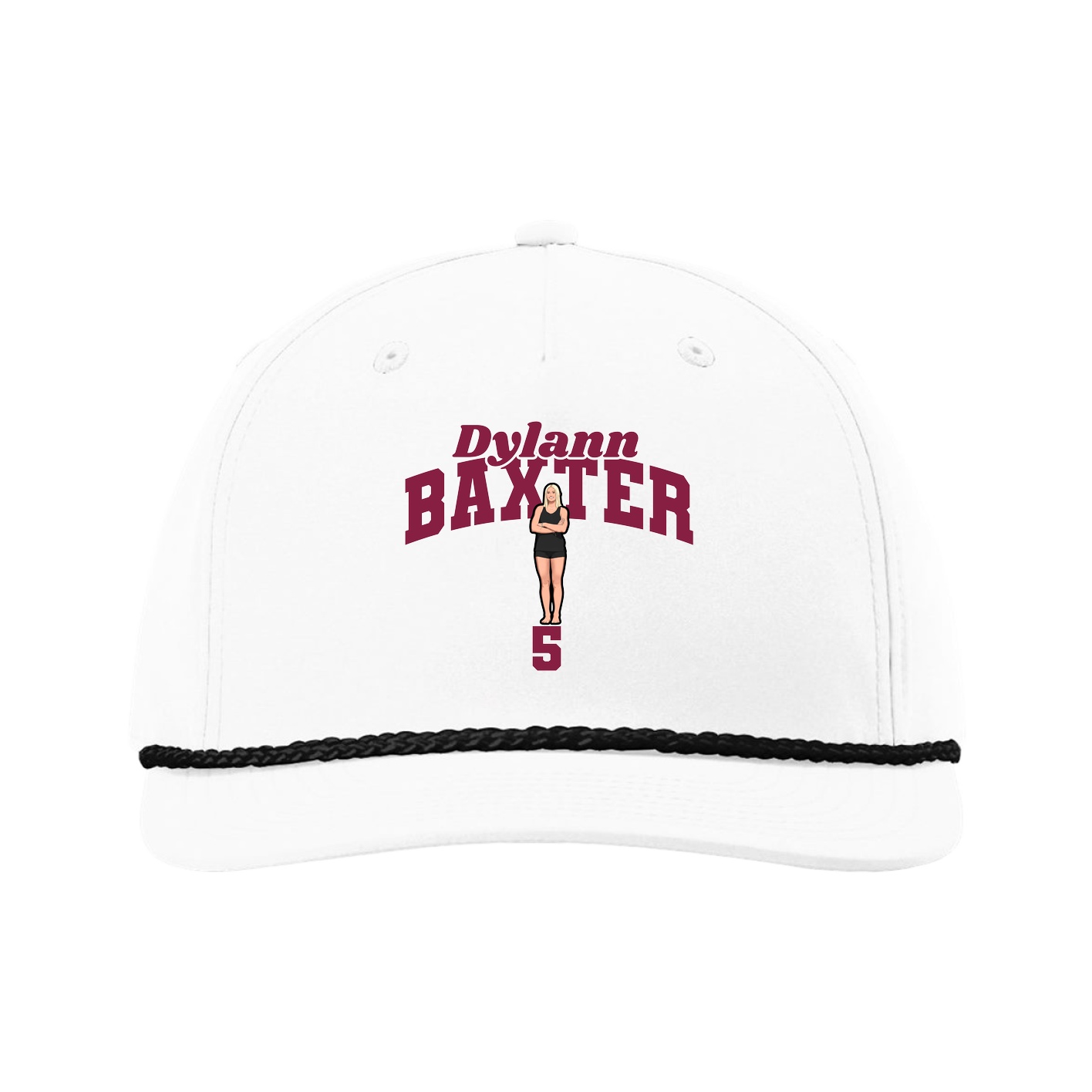 Five-Panel Classic Rope Cap — Signature Arch in White