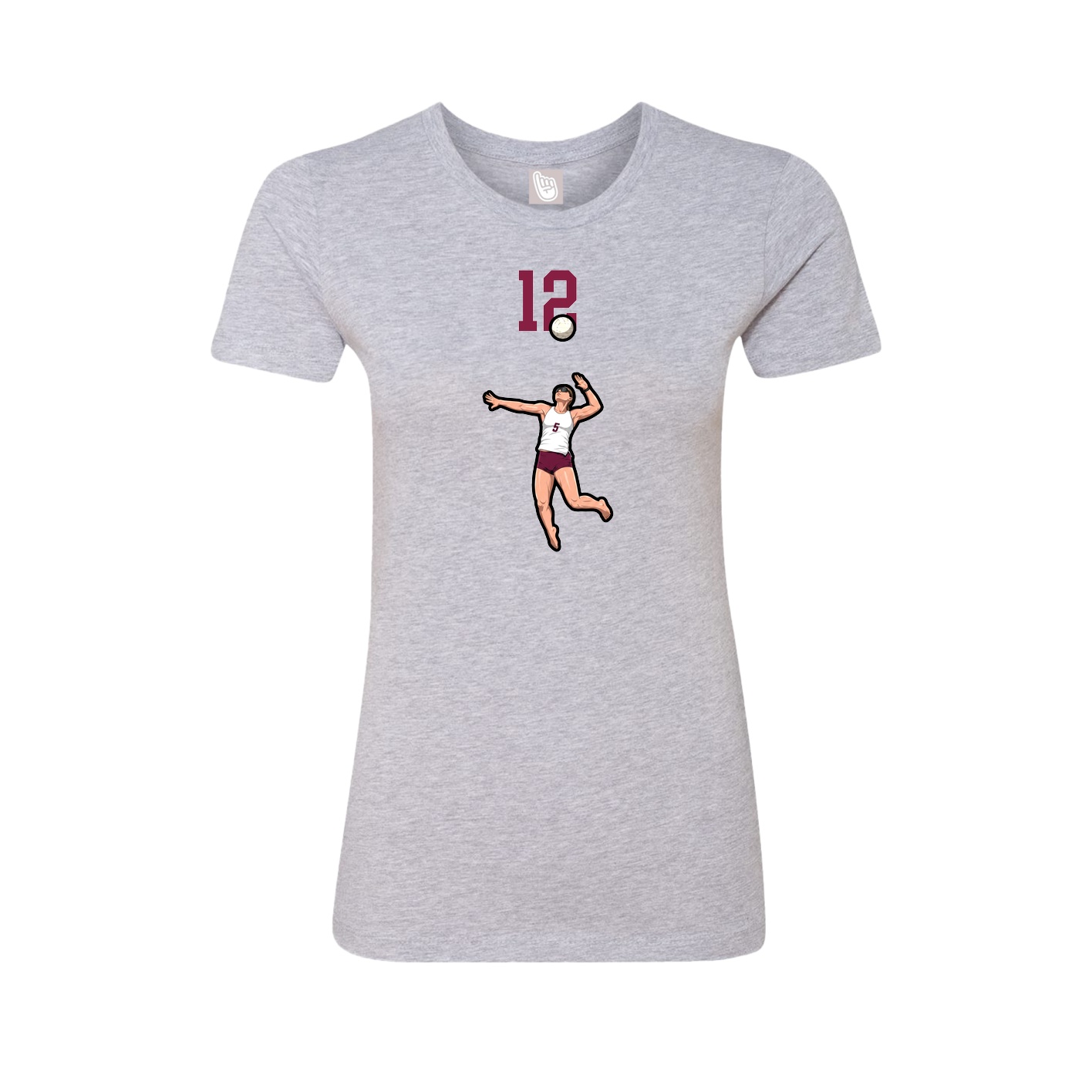 Fitted Women's Tee — Number Top in Grey