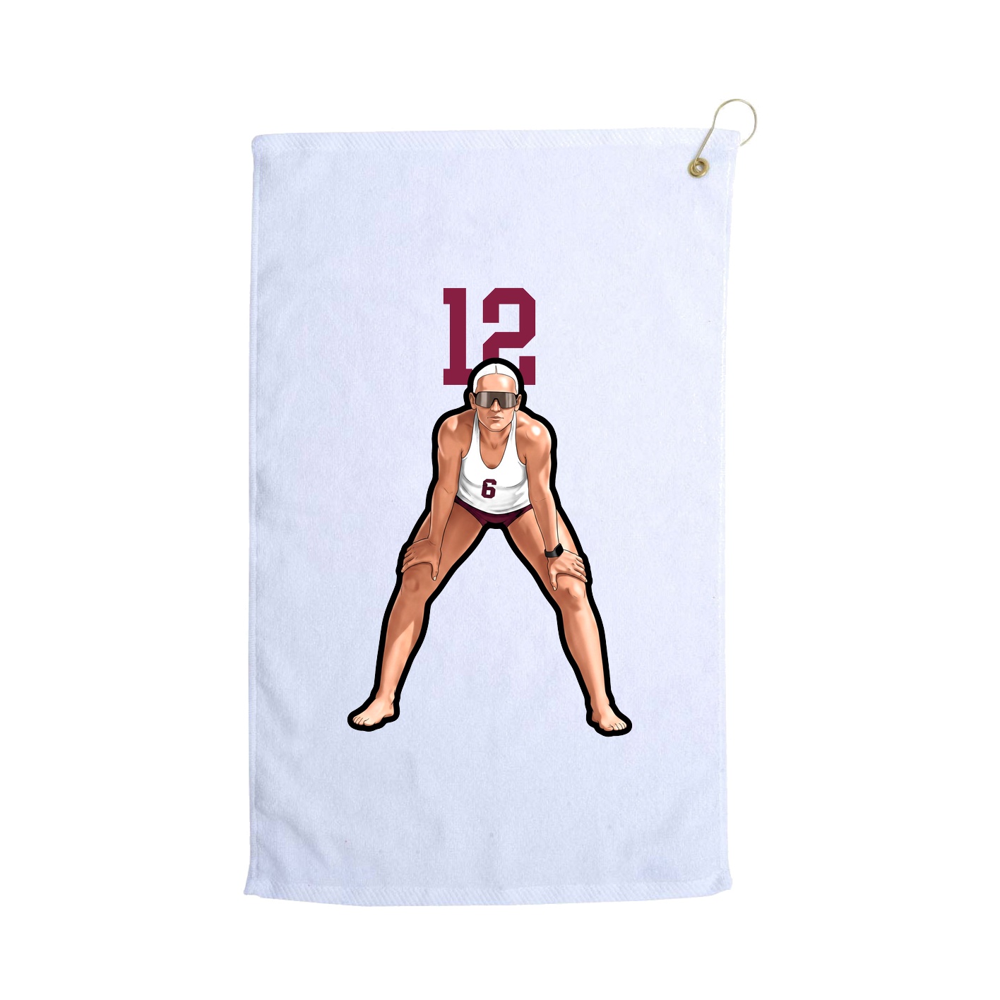 Golf Towel — Number Top in White