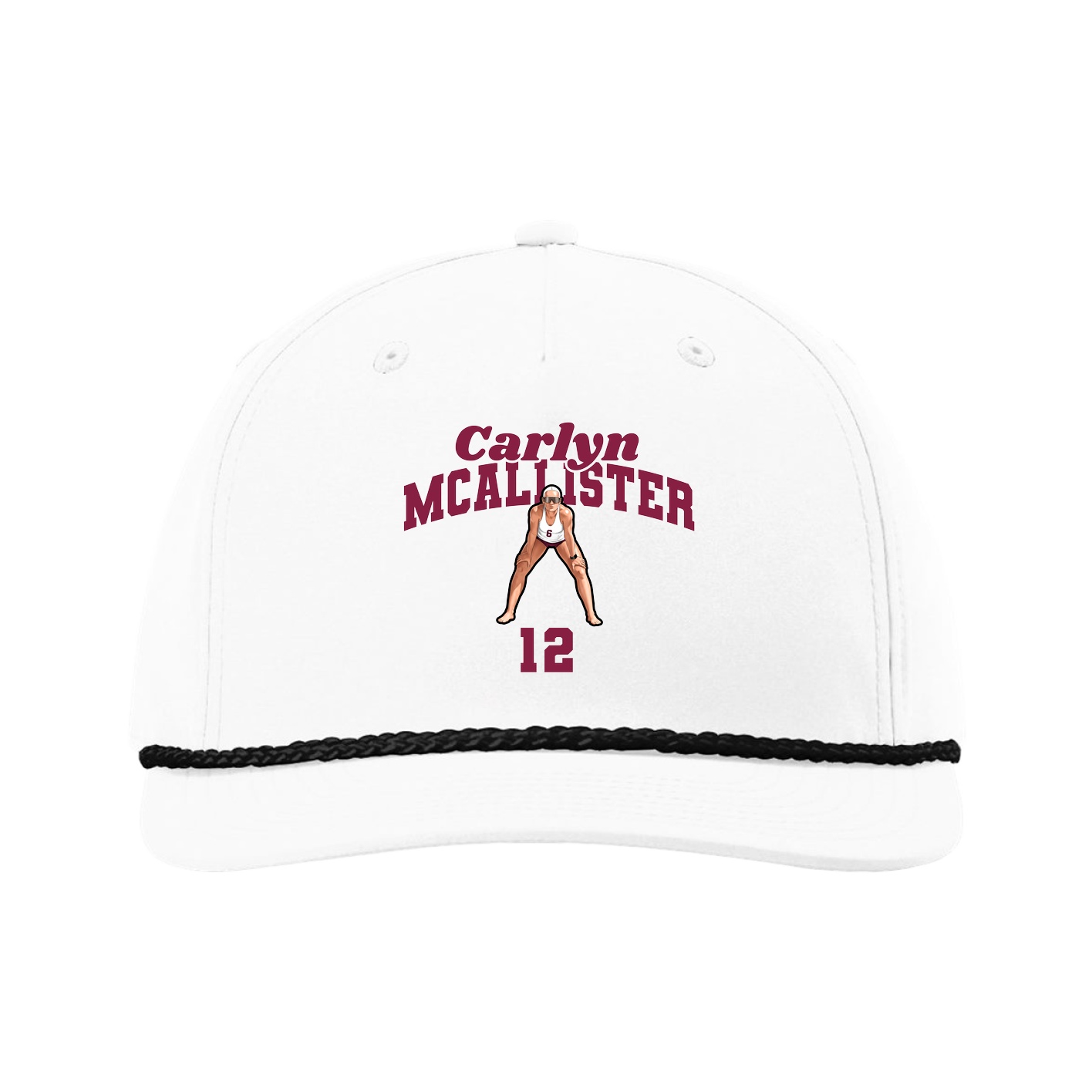Five-Panel Classic Rope Cap — Signature Arch in White