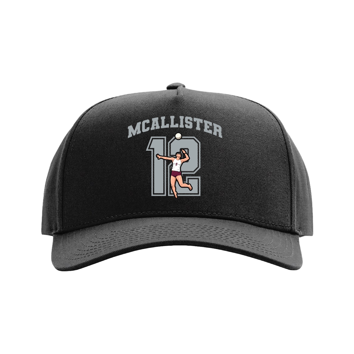 Full Fabric Five-Panel Champ Cap — Number in Black