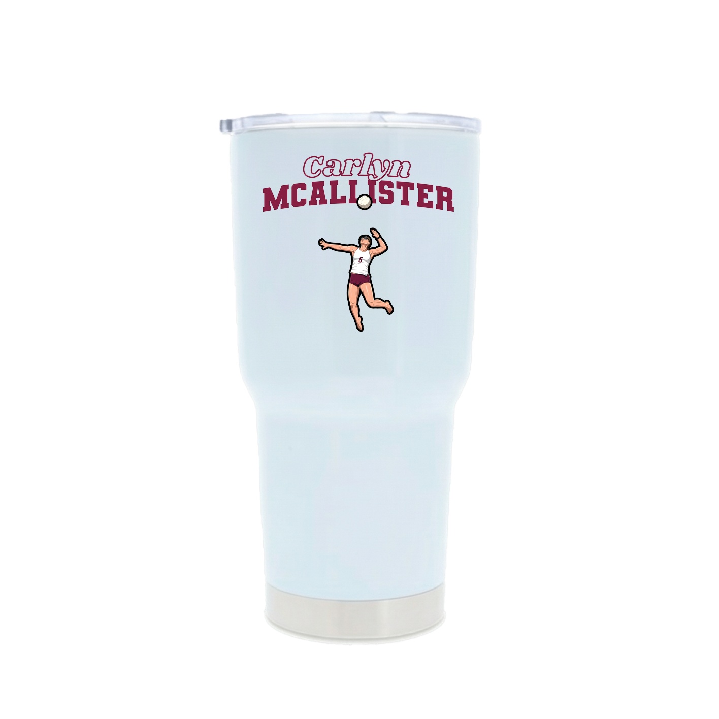 30oz Stainless Steel Tumbler — Name Arch in White