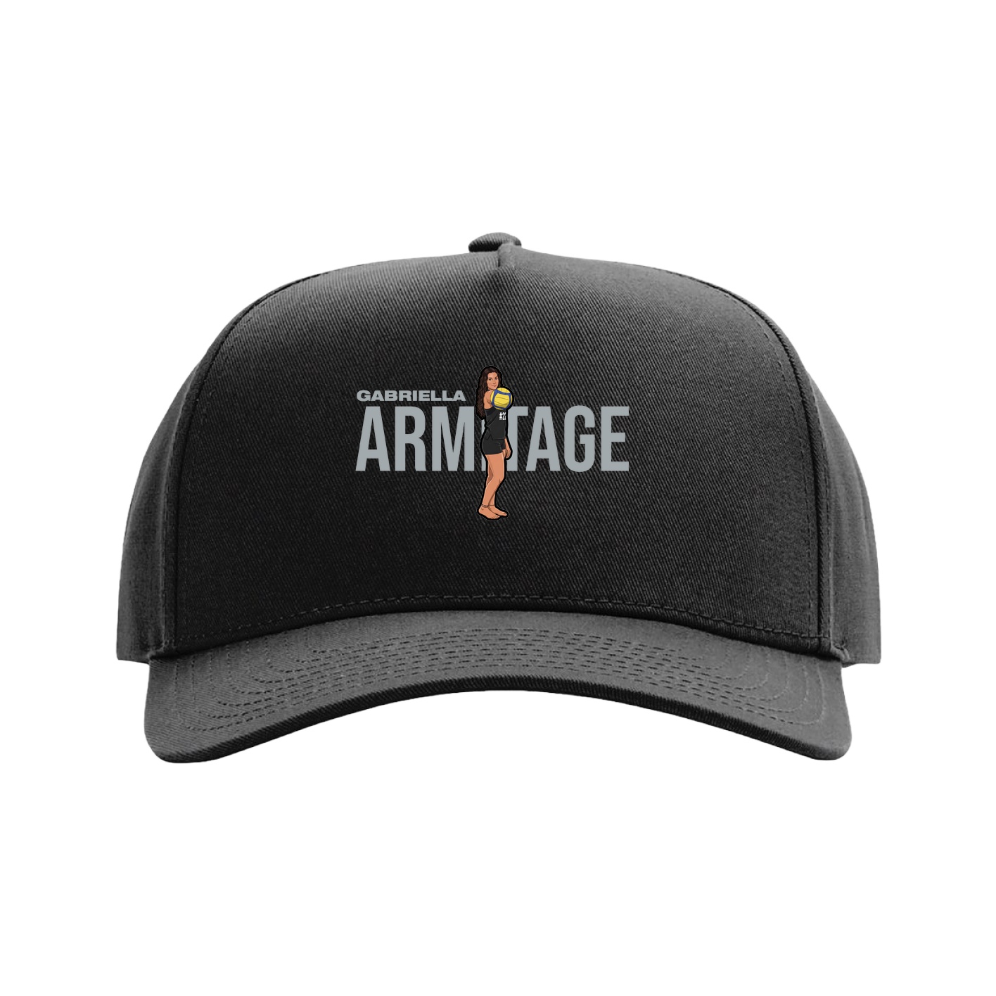 Full Fabric Five-Panel Champ Cap — Player Name in Black