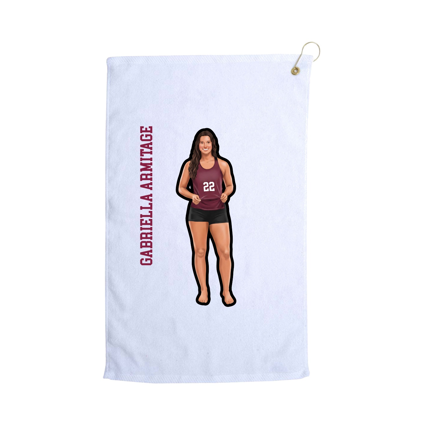 Golf Towel — Name Vertical in White