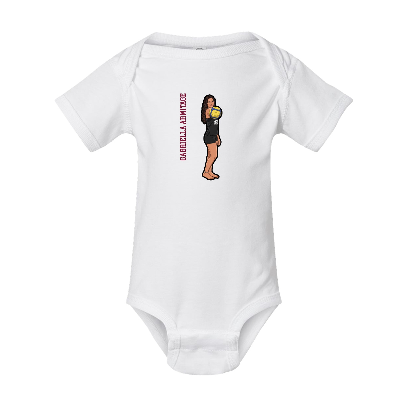 Baby Onesie — Name Vertical in White