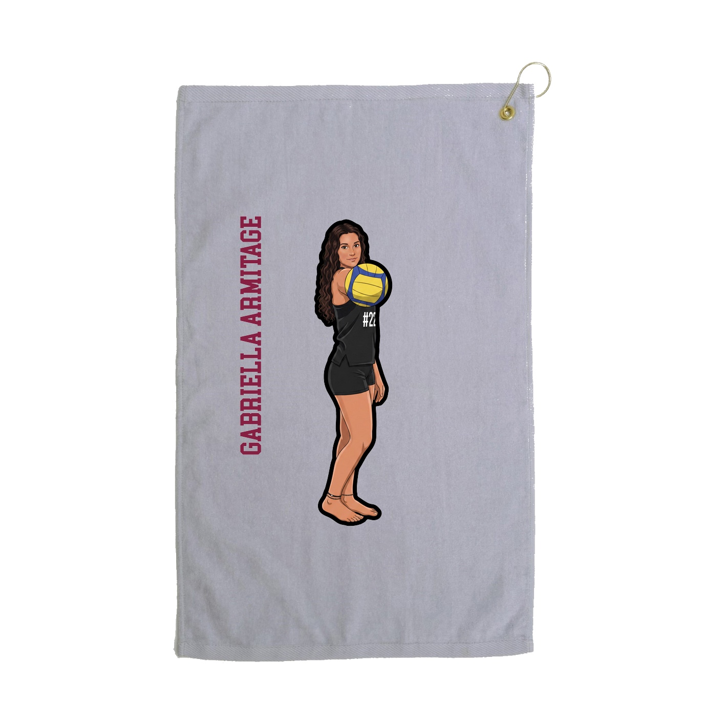 Golf Towel — Name Vertical in Grey