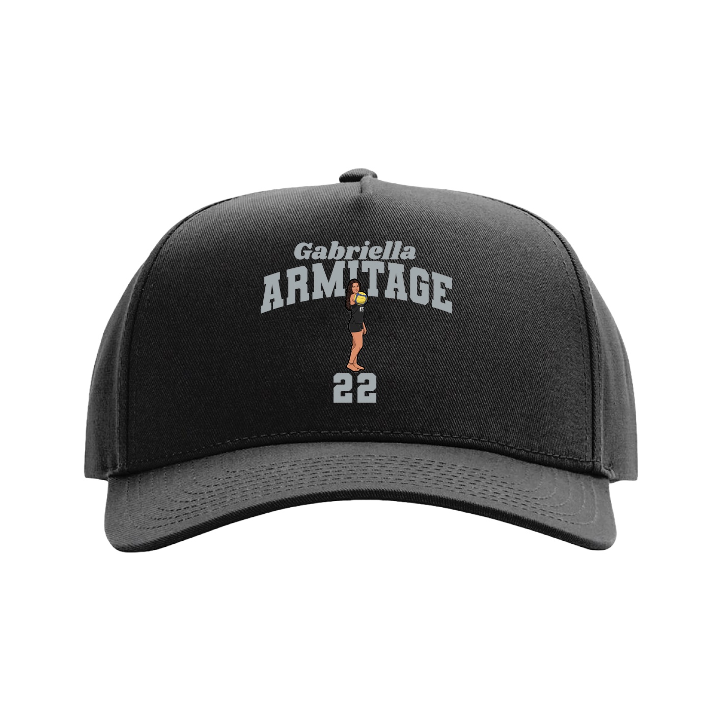 Full Fabric Five-Panel Champ Cap — Signature Arch in Black