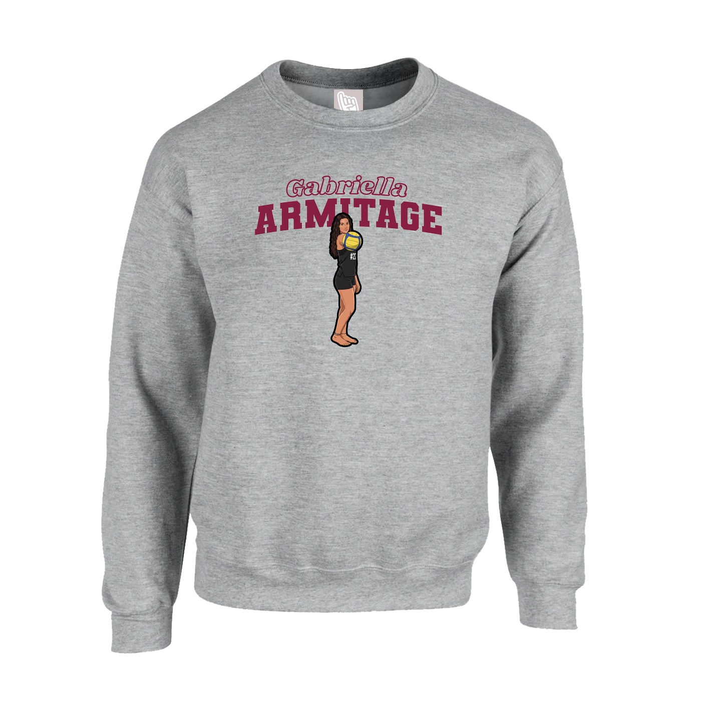 Fleece Crew — Name Arch in Grey