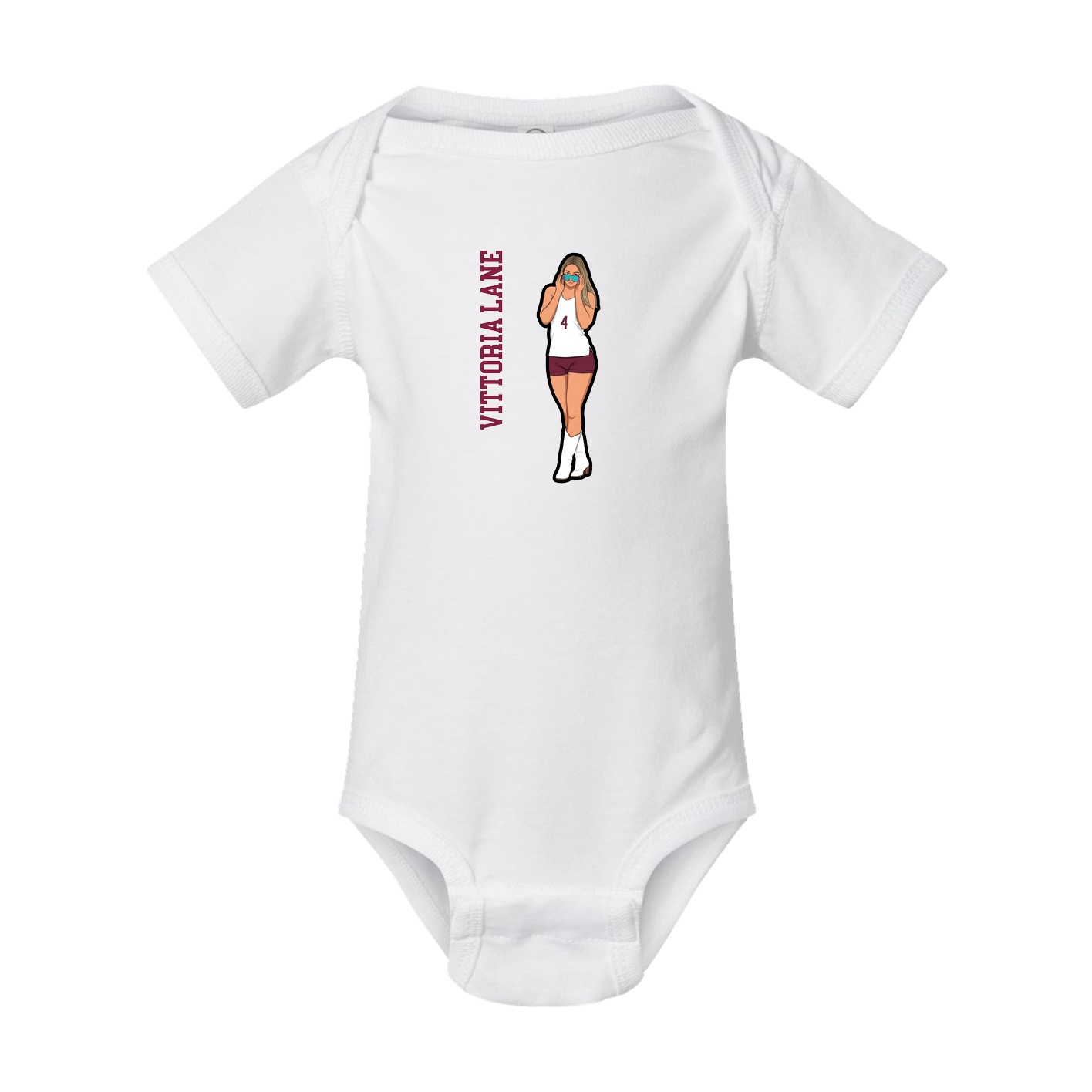Baby Onesie — Name Vertical in White