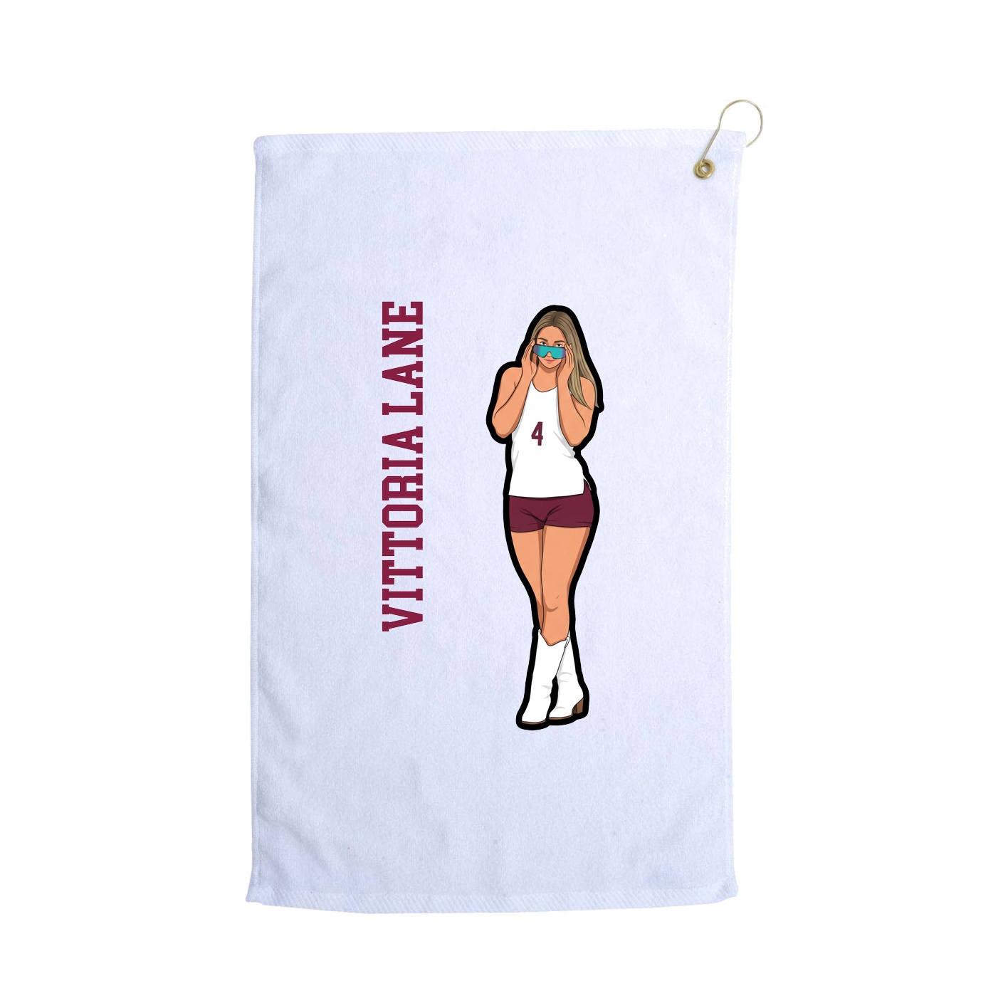Golf Towel — Name Vertical in White