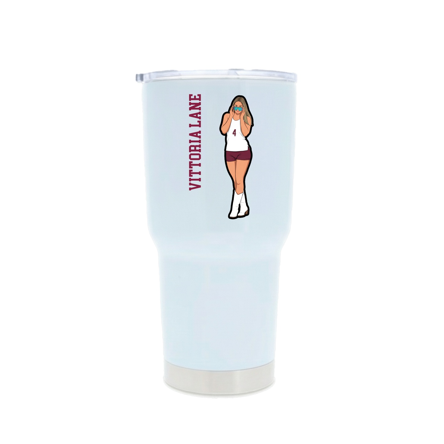 30oz Stainless Steel Tumbler — Name Vertical in White