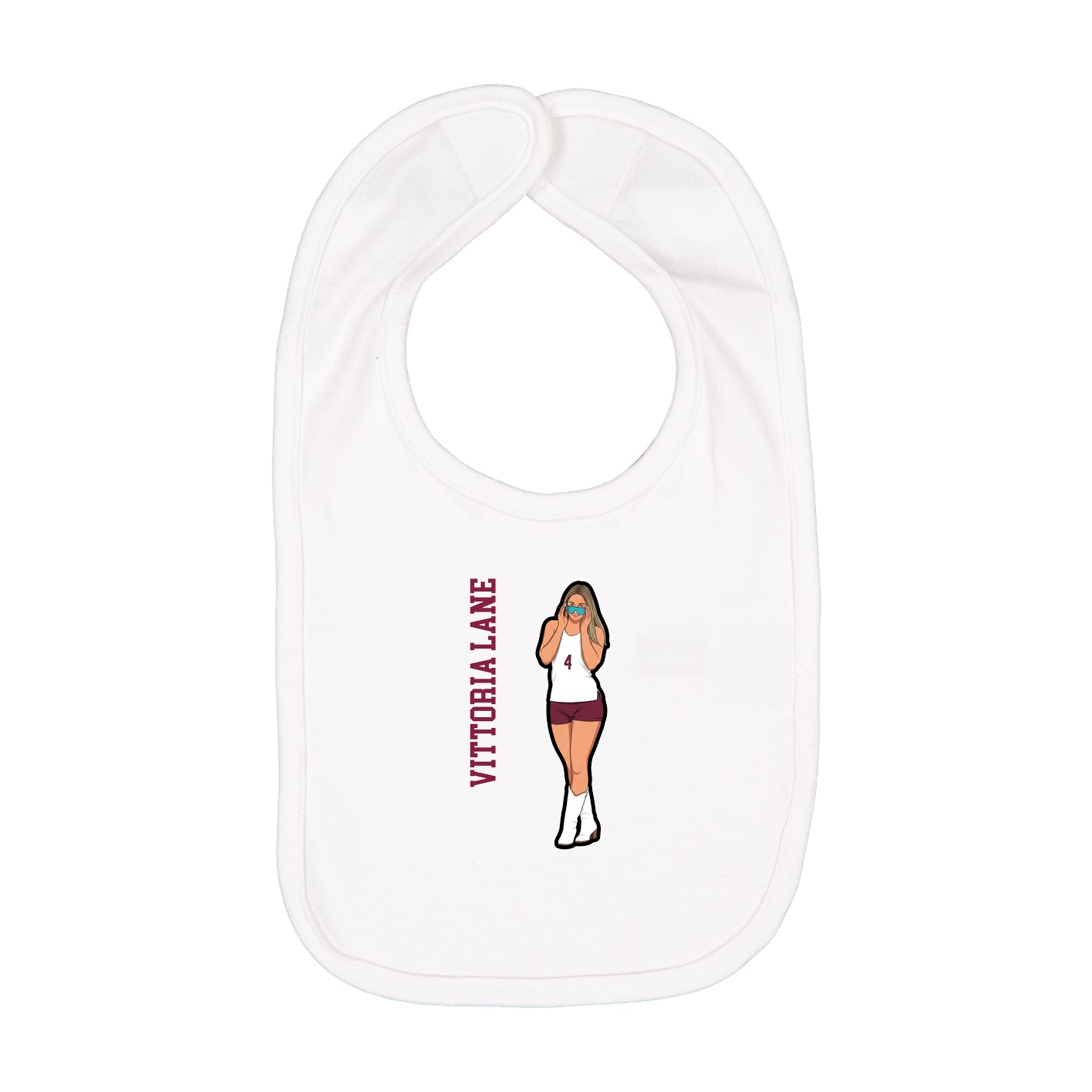Infant Bib — Name Vertical in White