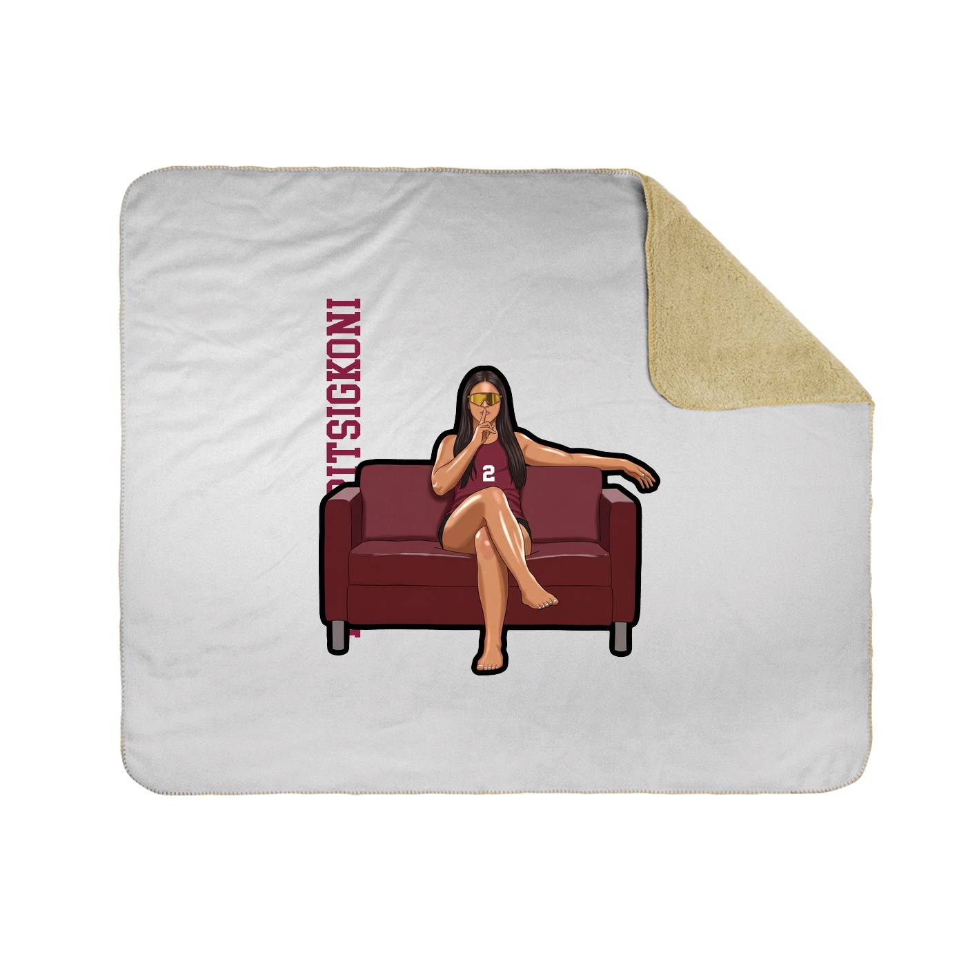 Throw Blanket — Name Vertical in White