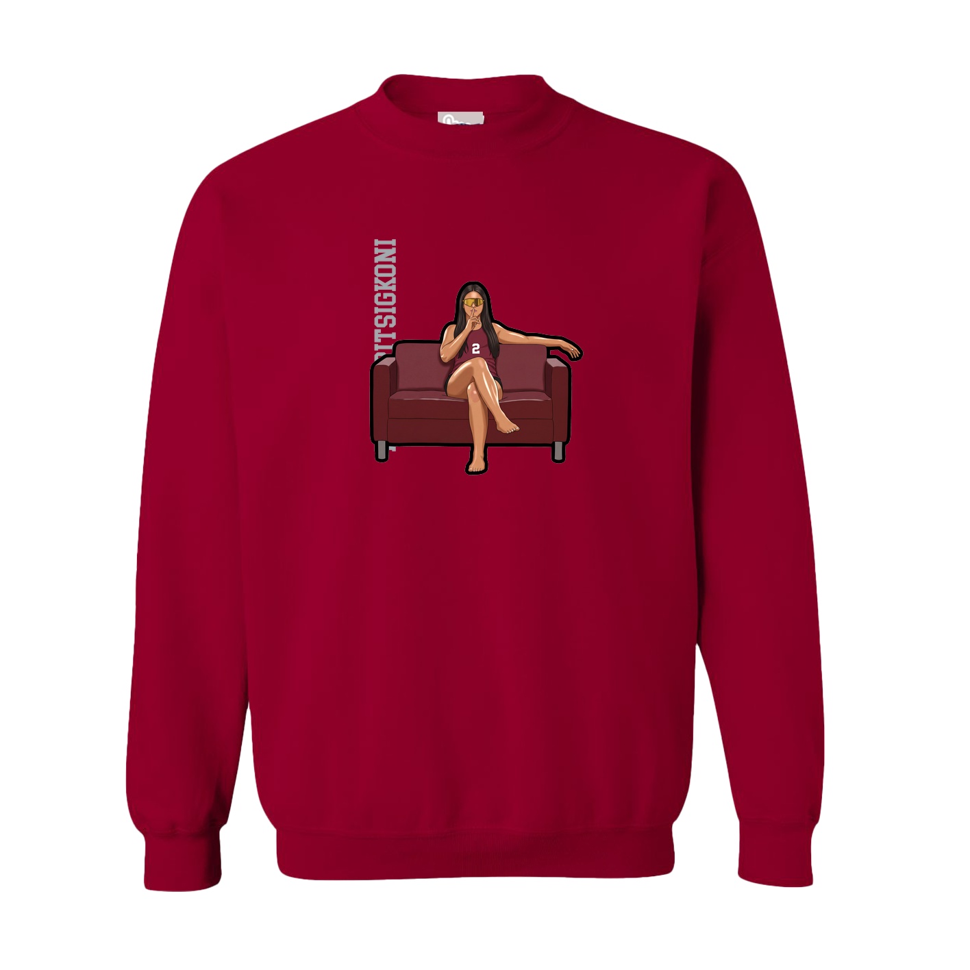 Fleece Crew — Name Vertical in Cardinal