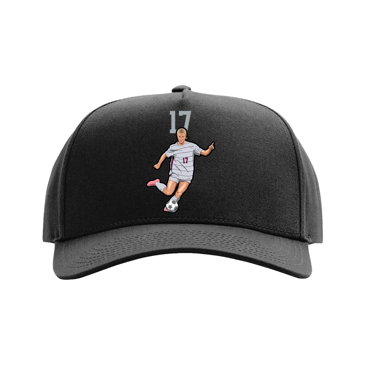 Full Fabric Five-Panel Champ Cap — Number Top in Black