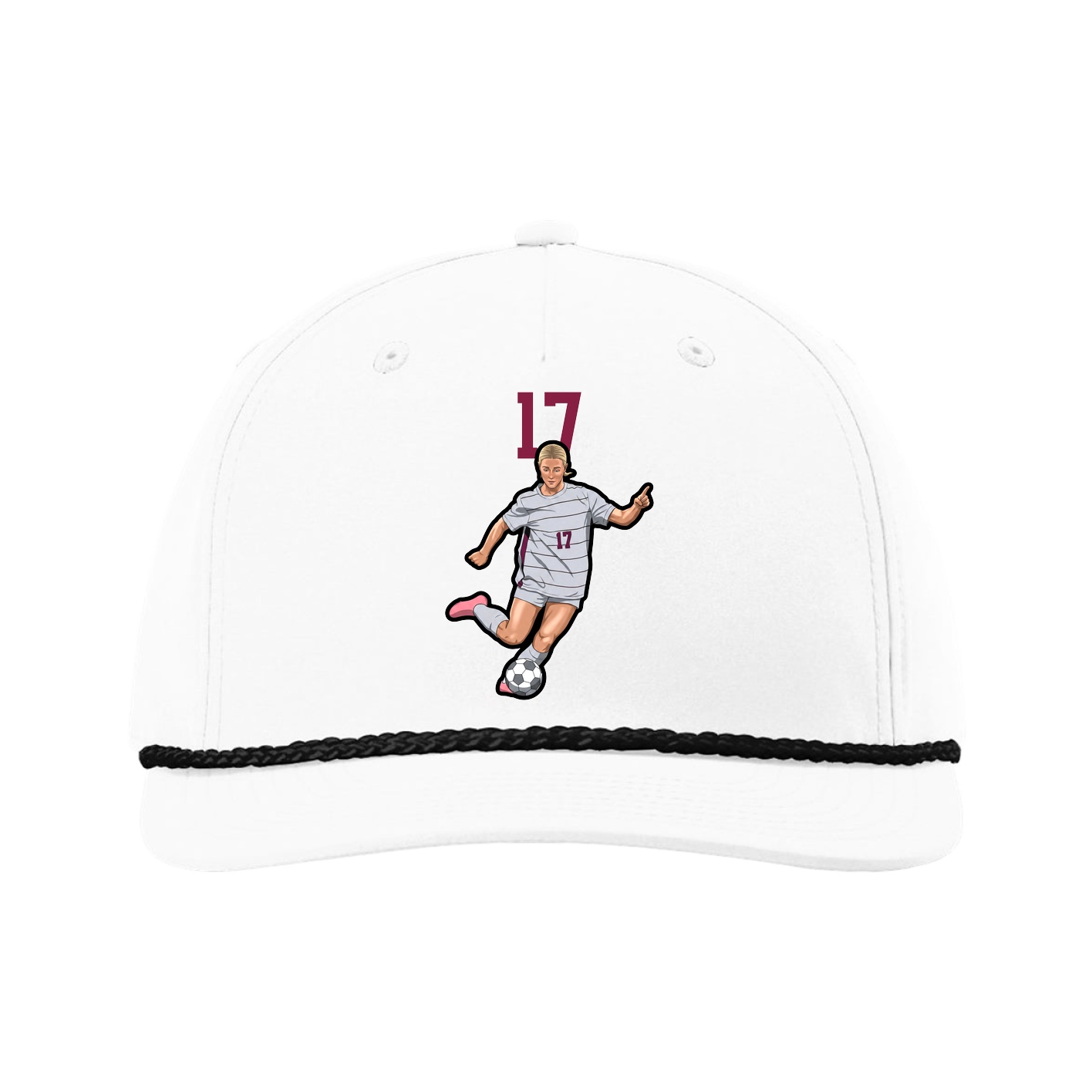 Five-Panel Classic Rope Cap — Number Top in White
