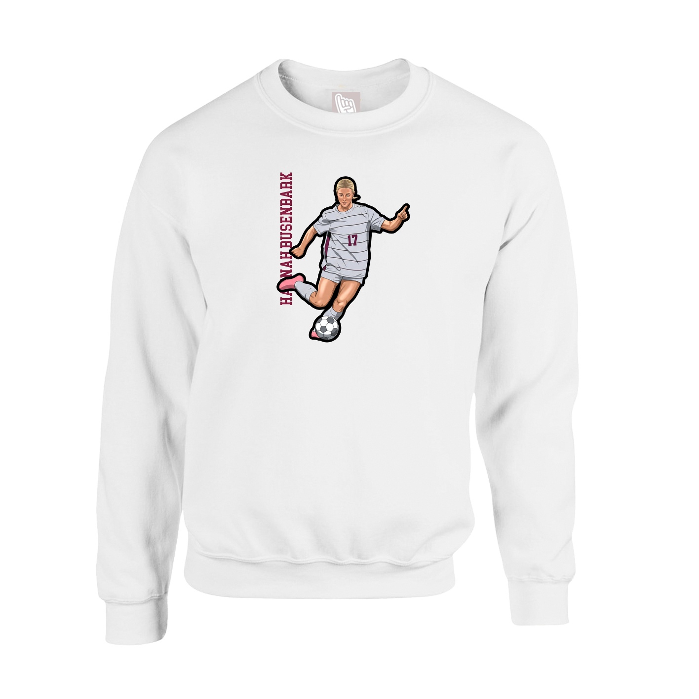 Fleece Crew — Name Vertical in White