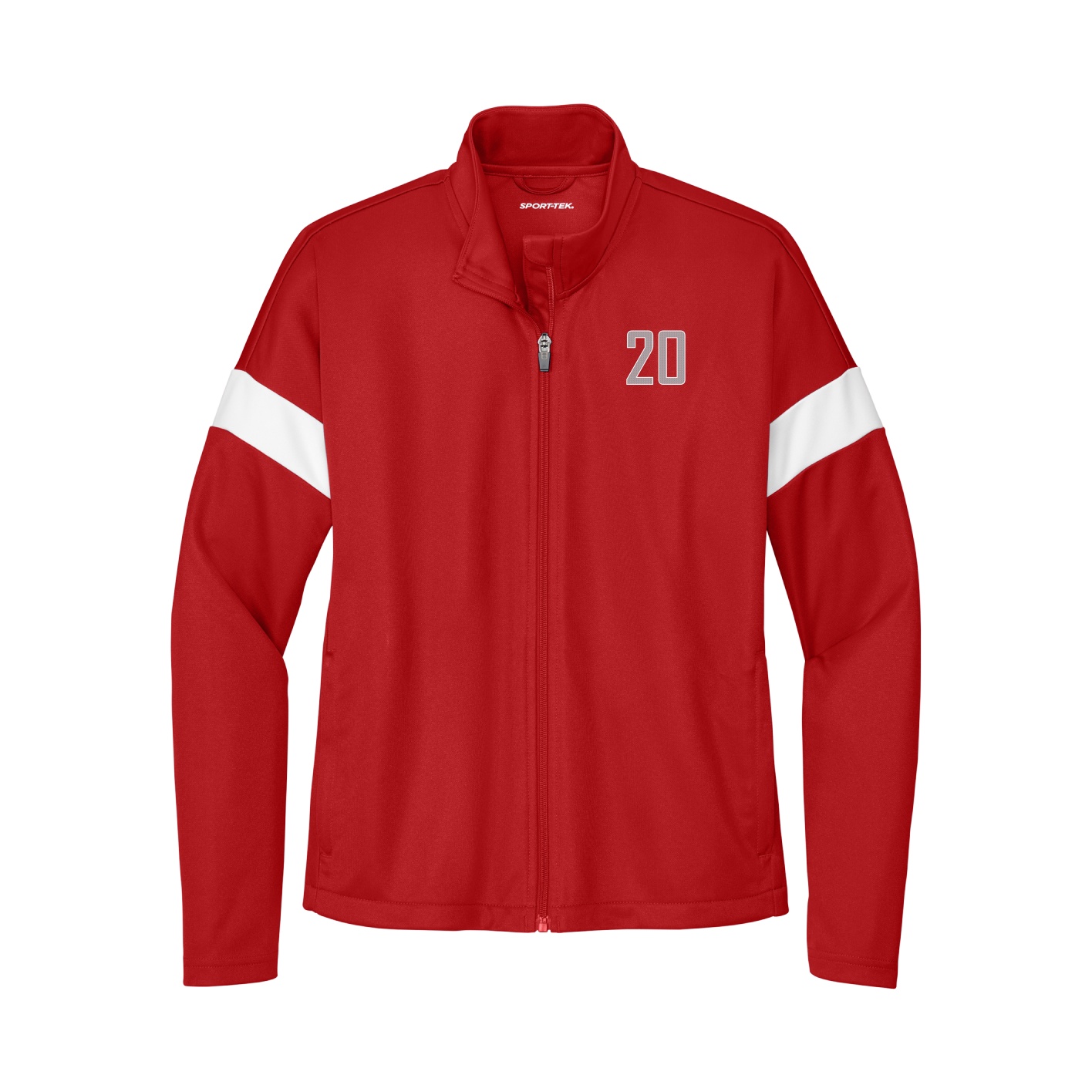Womens Team Travel Full-Zip Jacket — Front Shirsy in Cardinal/White