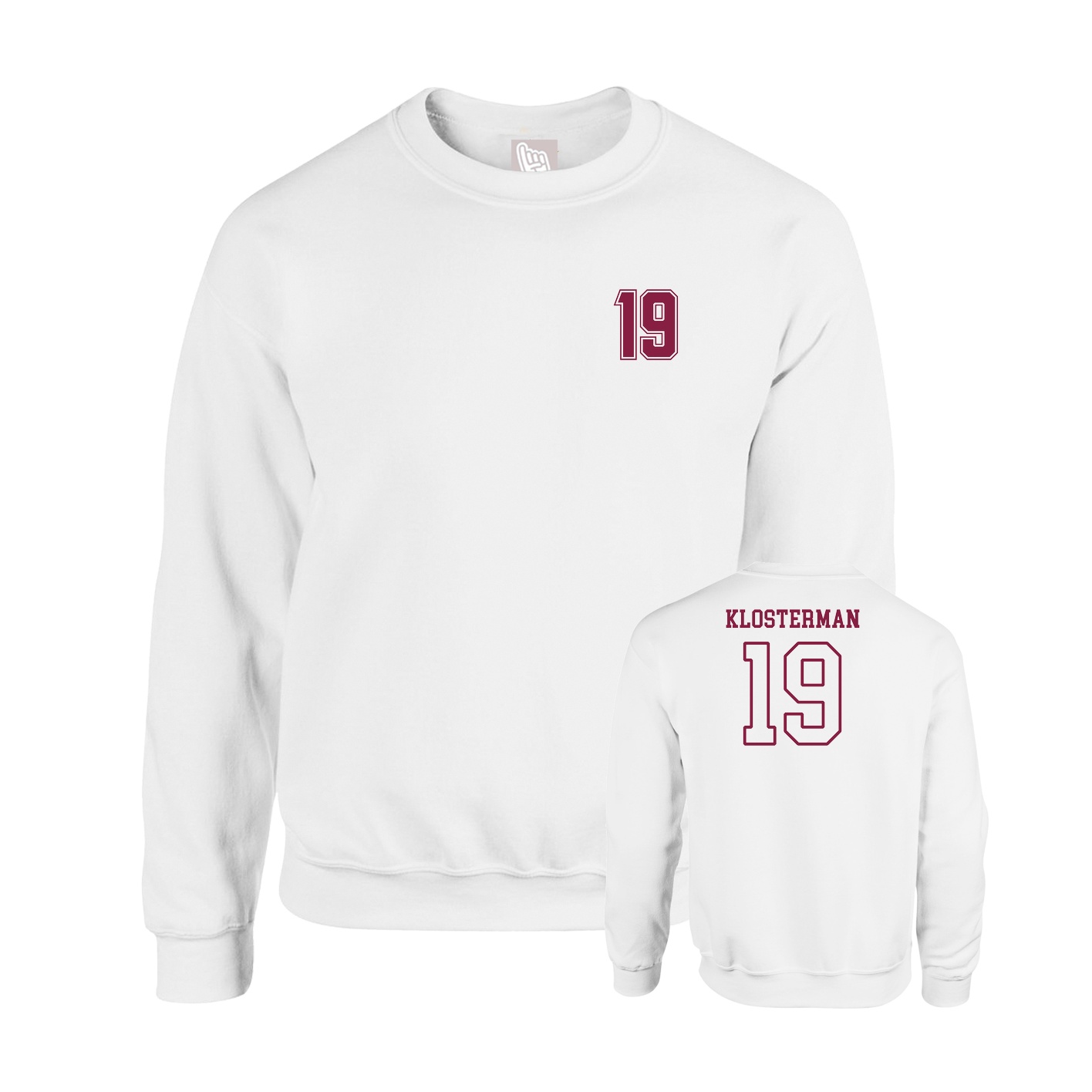 Fleece Crew — Chest Back in White