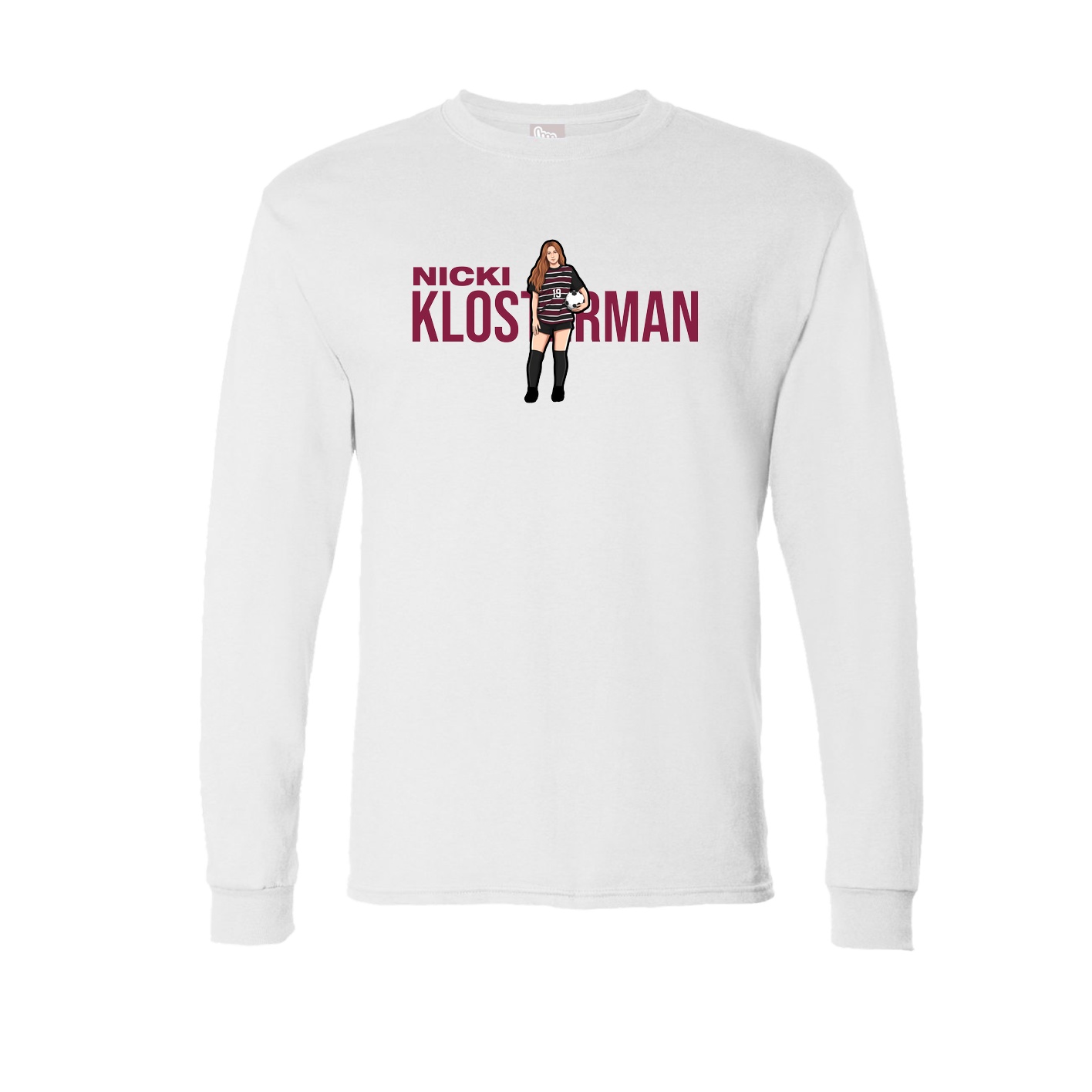 Long Sleeve Tee — Player Name in White
