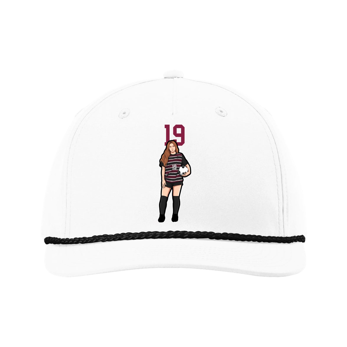 Five-Panel Classic Rope Cap — Number Top in White