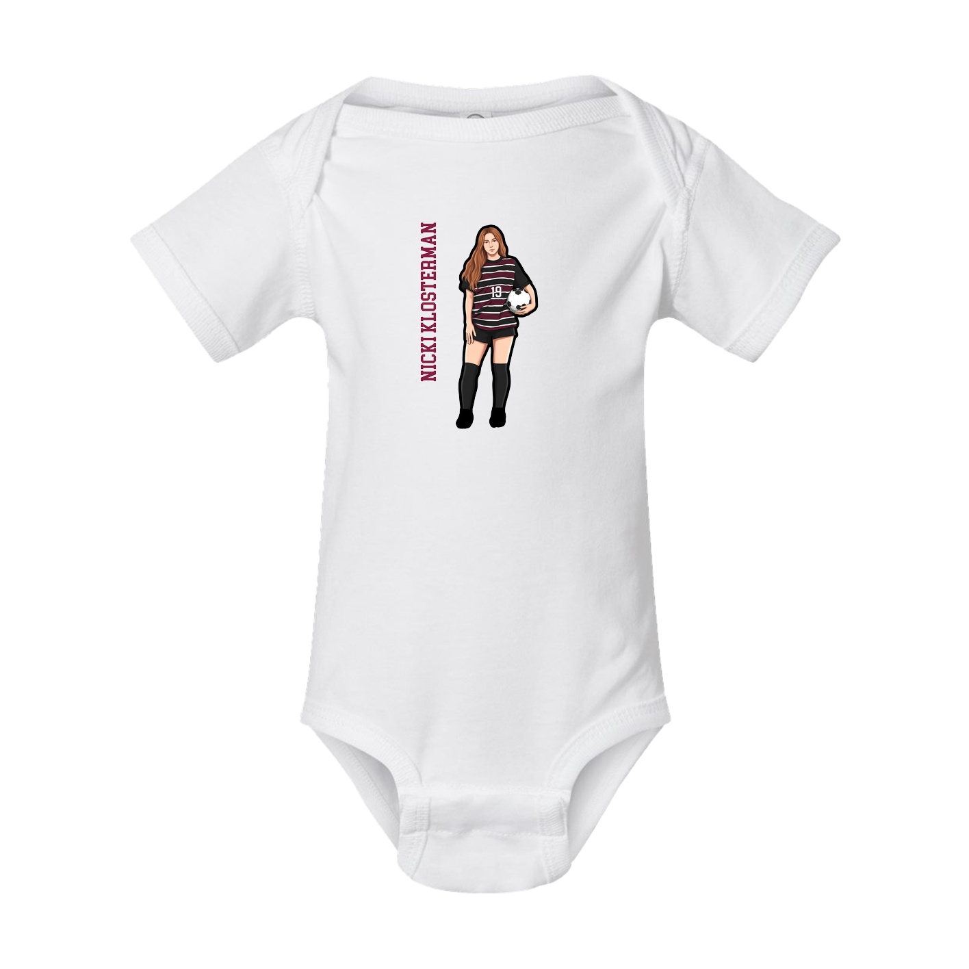 Baby Onesie — Name Vertical in White