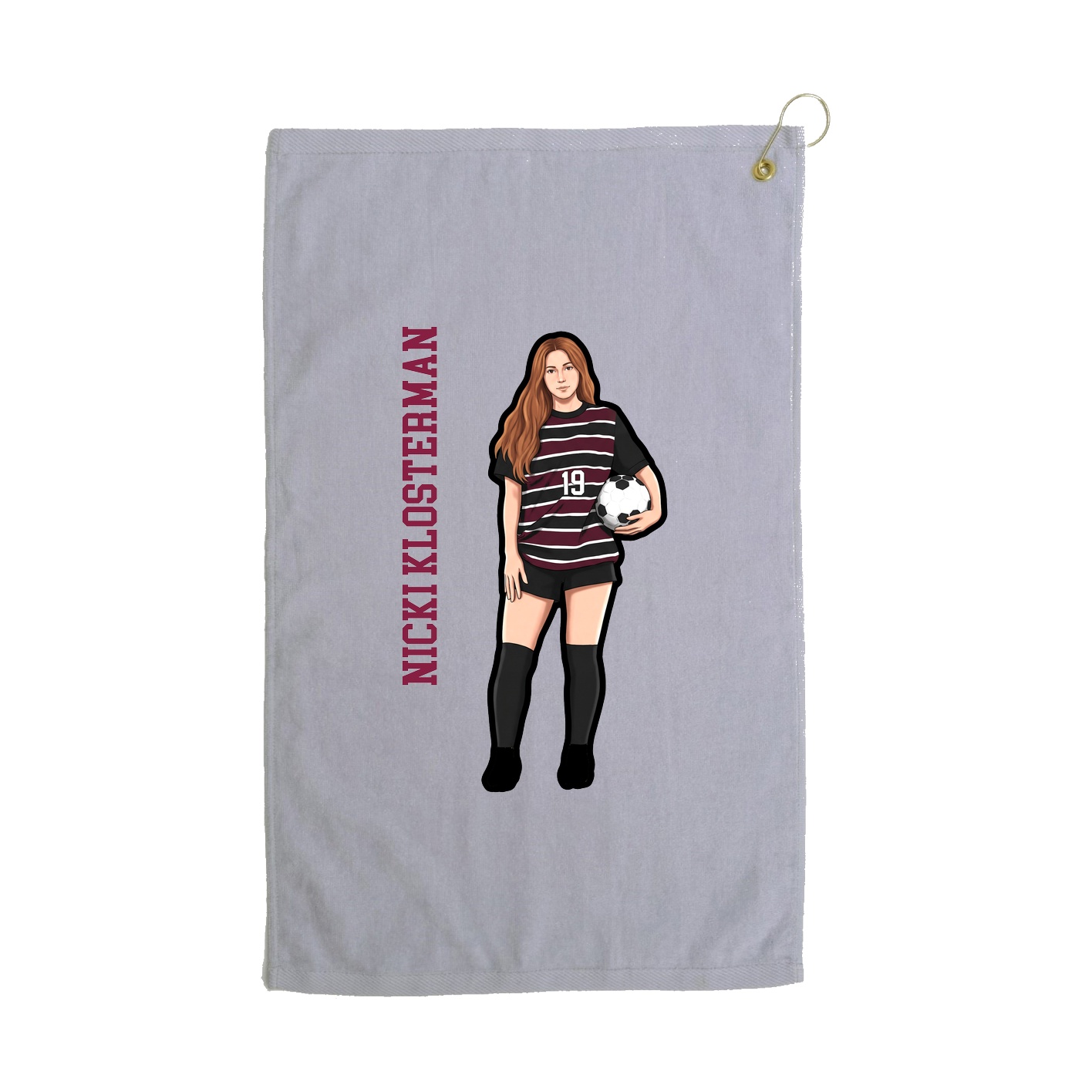 Golf Towel — Name Vertical in Grey
