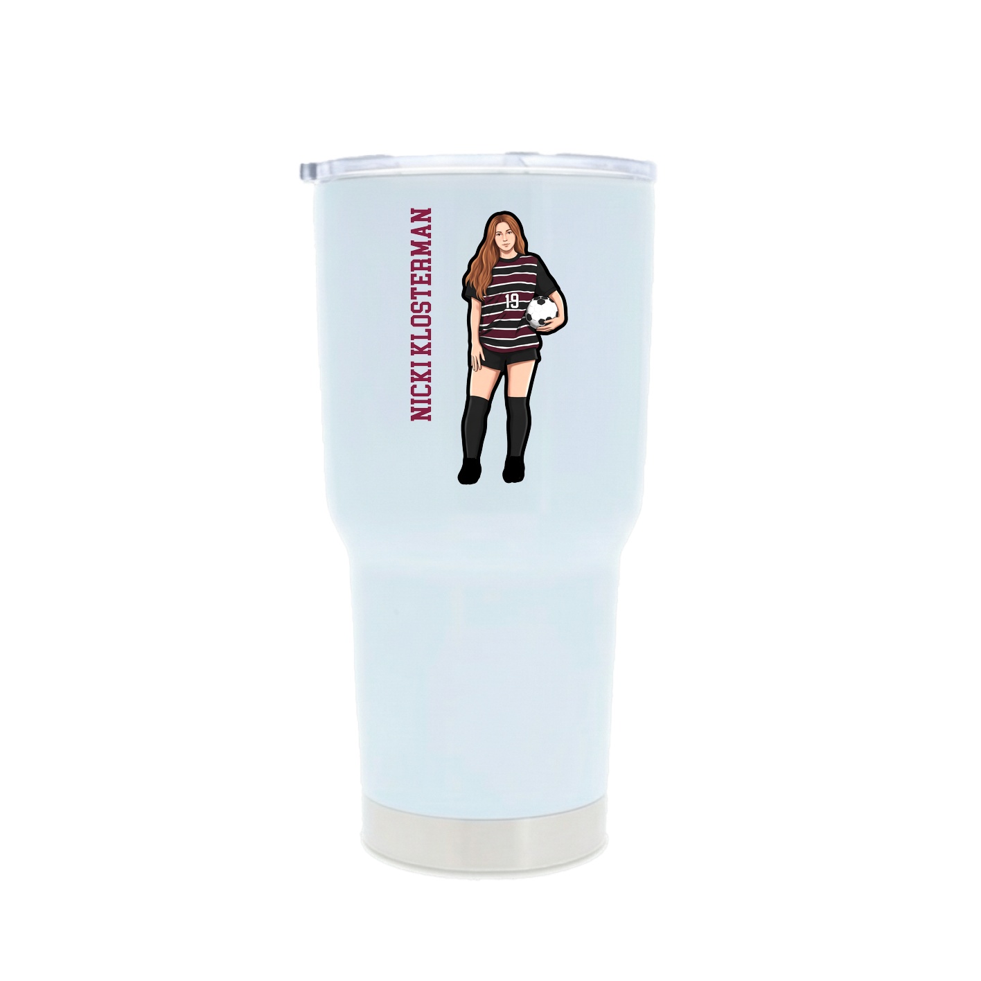 30oz Stainless Steel Tumbler — Name Vertical in White