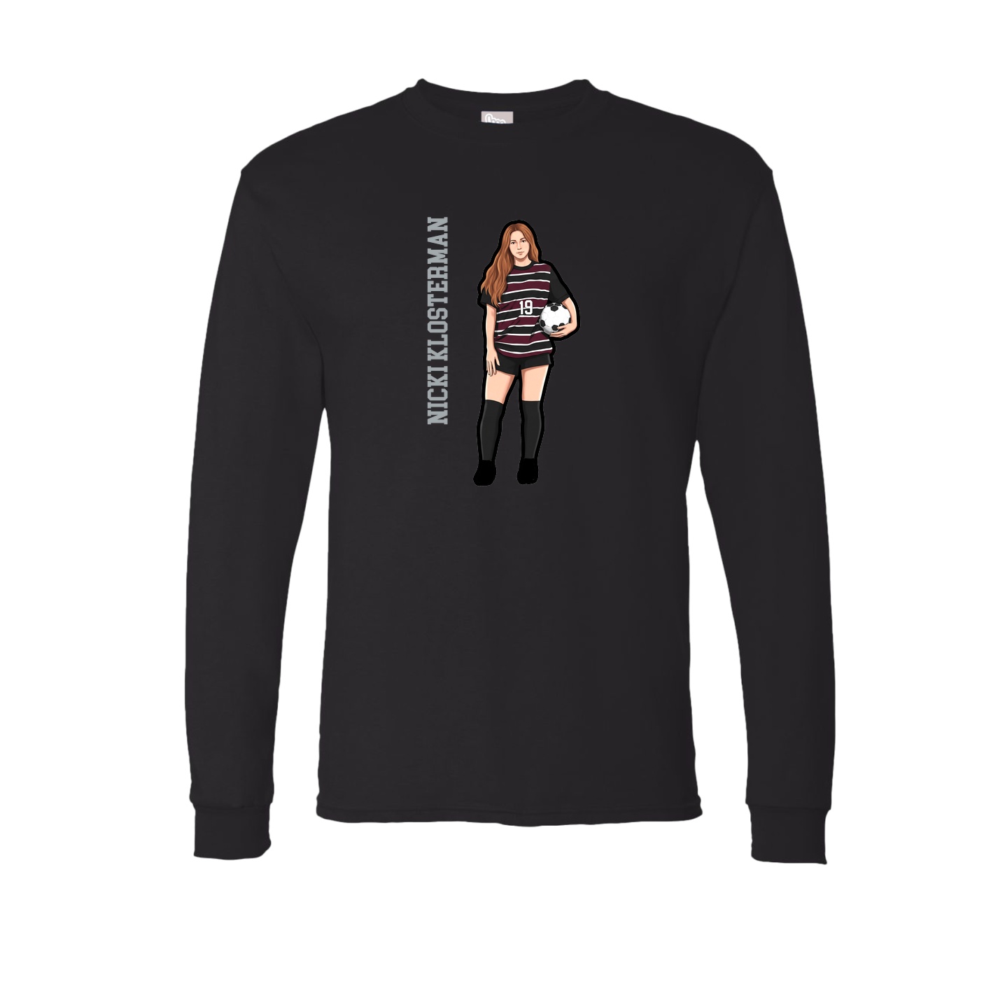Long Sleeve Tee — Name Vertical in Black