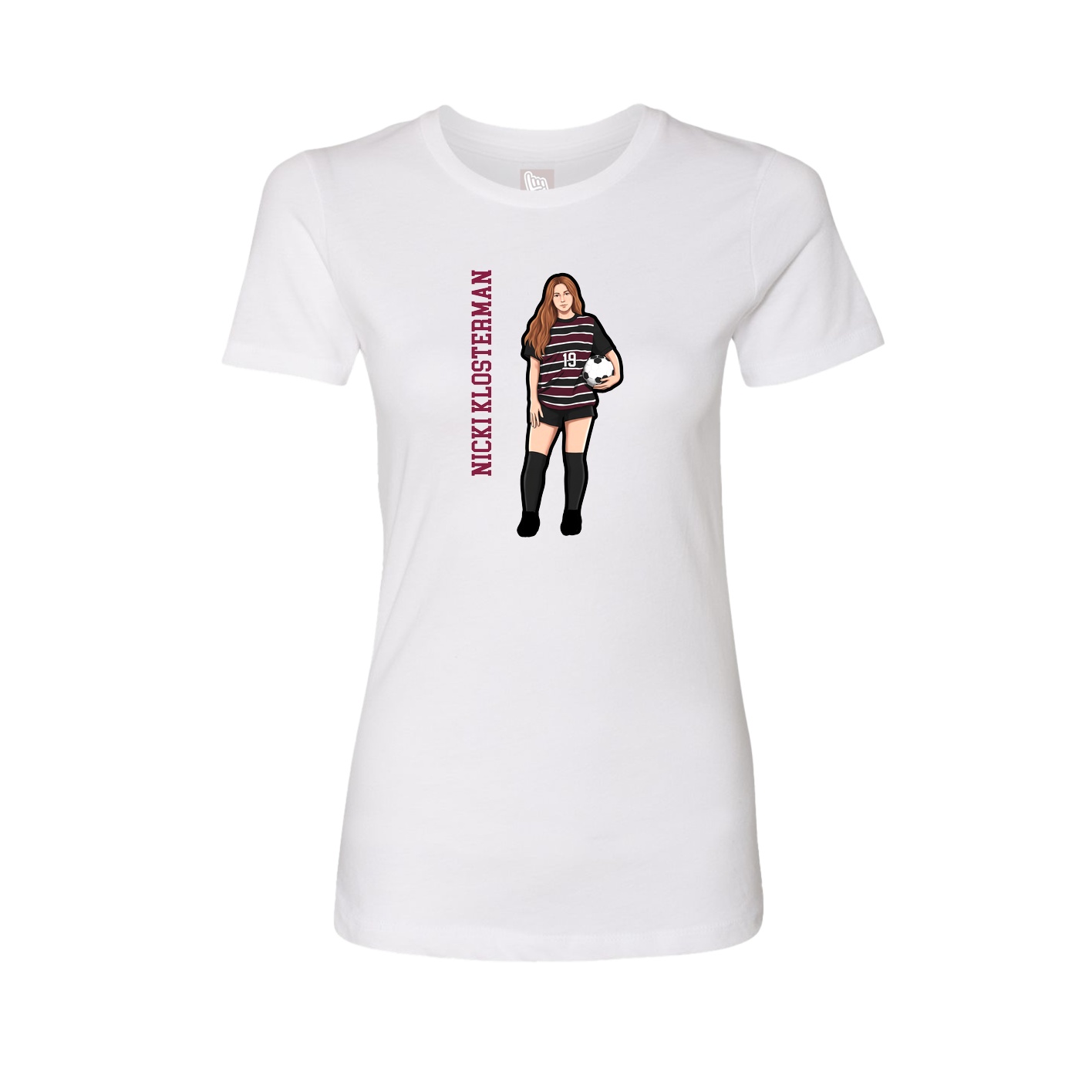 Fitted Women's Tee — Name Vertical in White