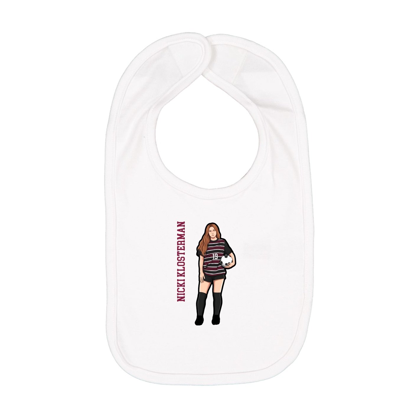 Infant Bib — Name Vertical in White