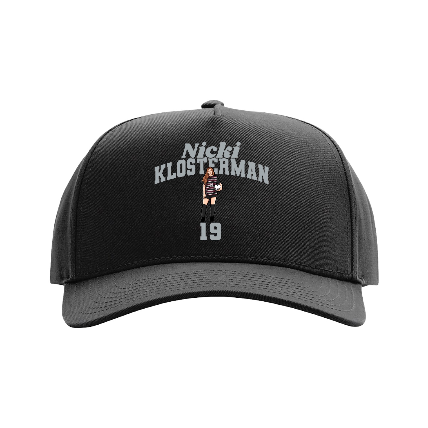 Full Fabric Five-Panel Champ Cap — Signature Arch in Black