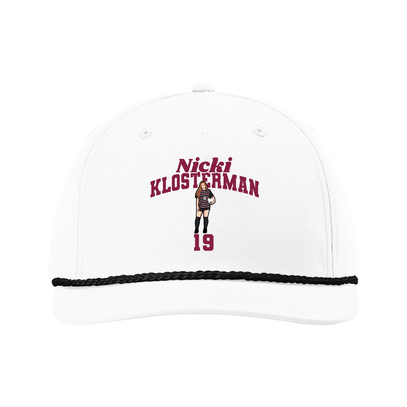 Five-Panel Classic Rope Cap — Signature Arch in White
