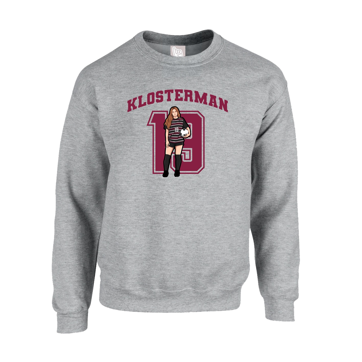 Fleece Crew — Number in Grey