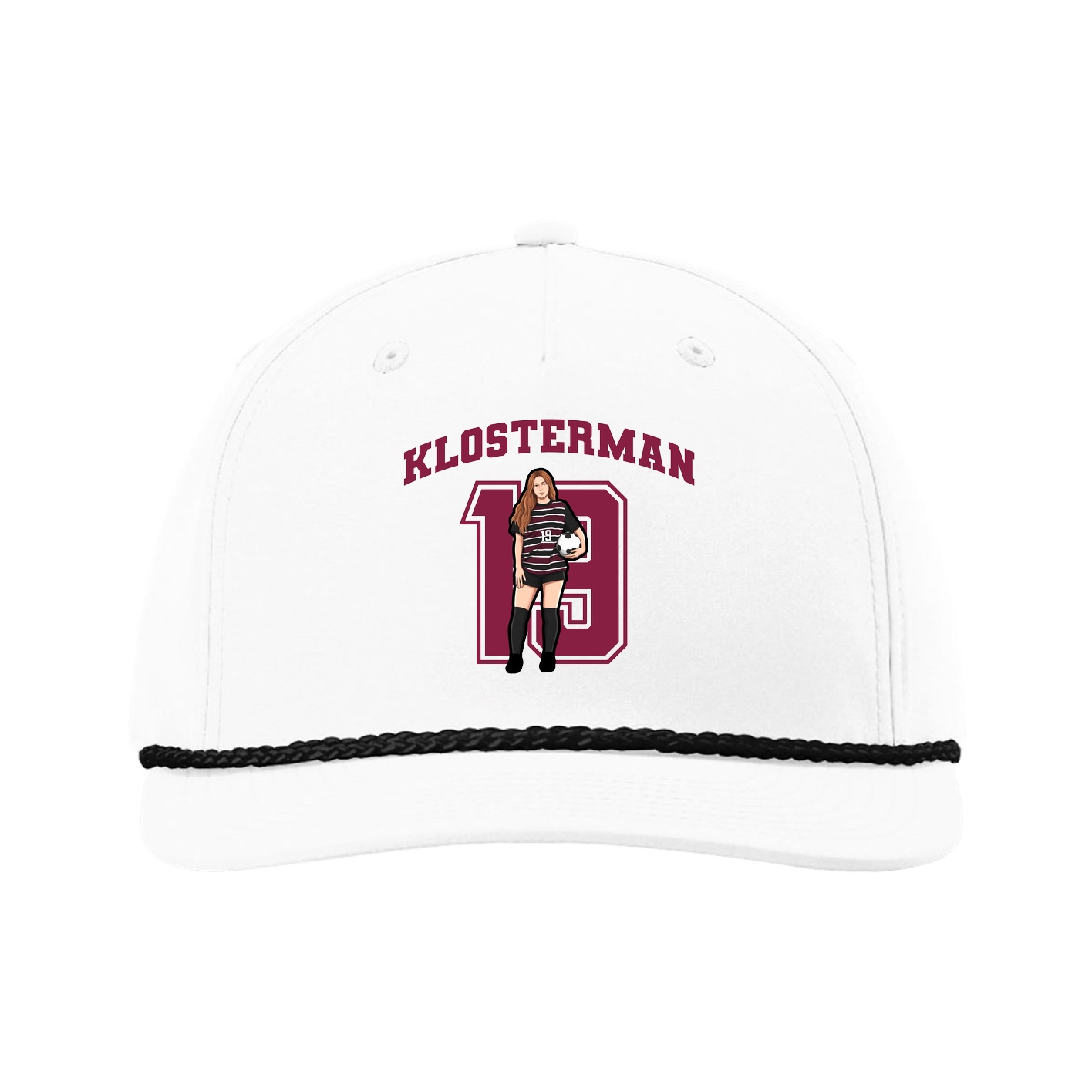 Five-Panel Classic Rope Cap — Number in White
