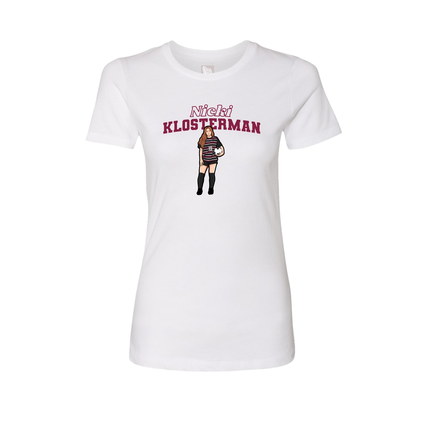 Fitted Women's Tee — Name Arch in White