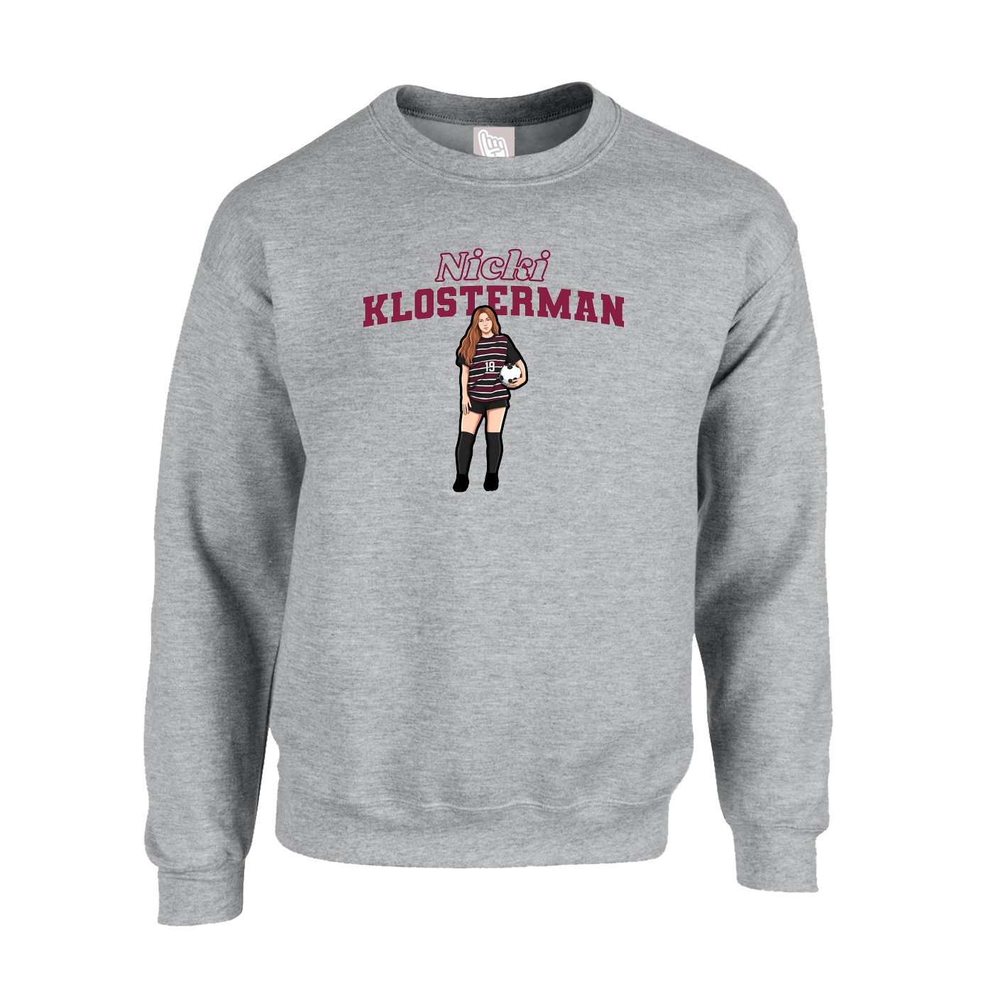 Fleece Crew — Name Arch in Grey