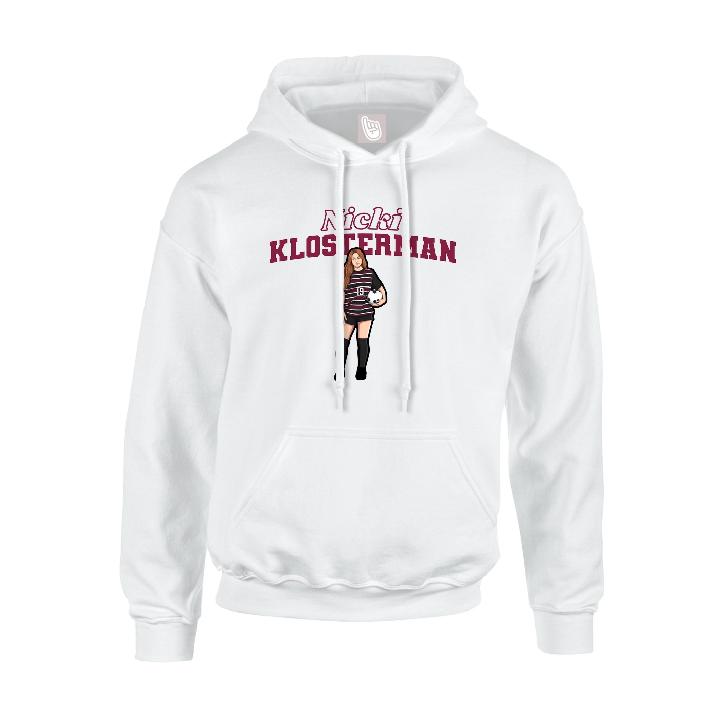 Youth Hoodie — Name Arch in White