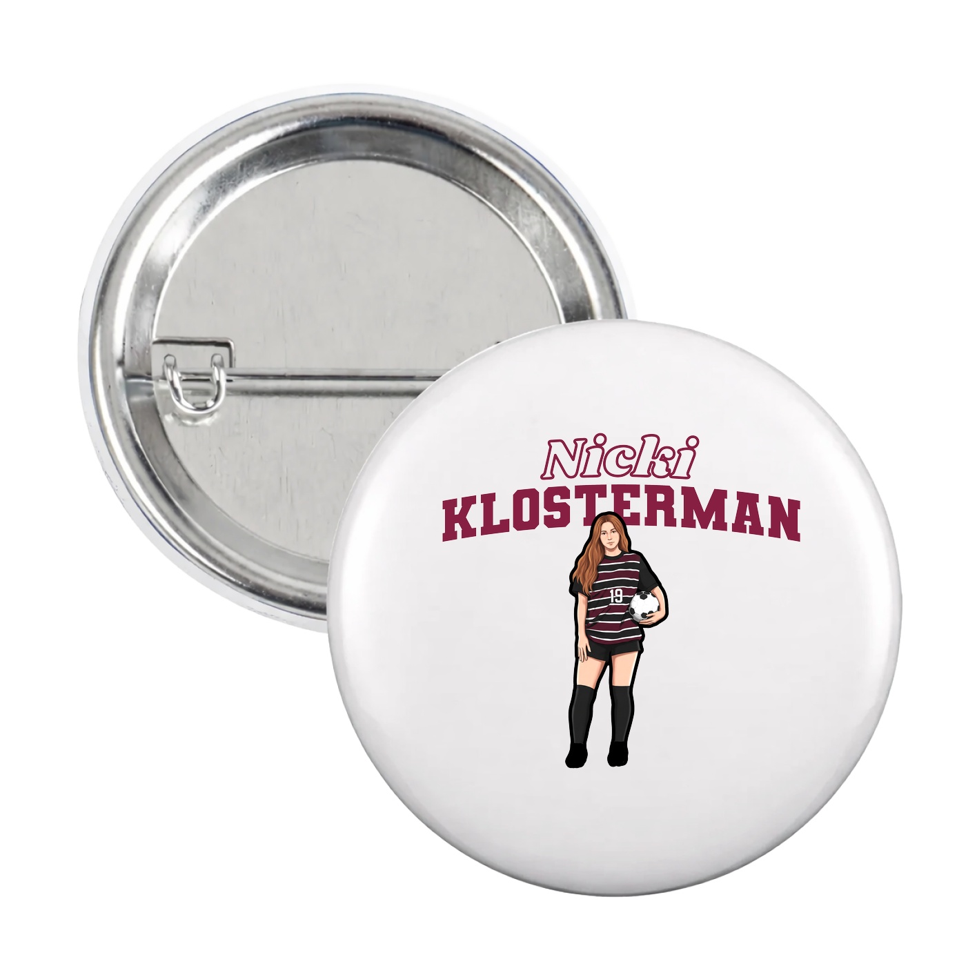 Game Day Button — Name Arch in White