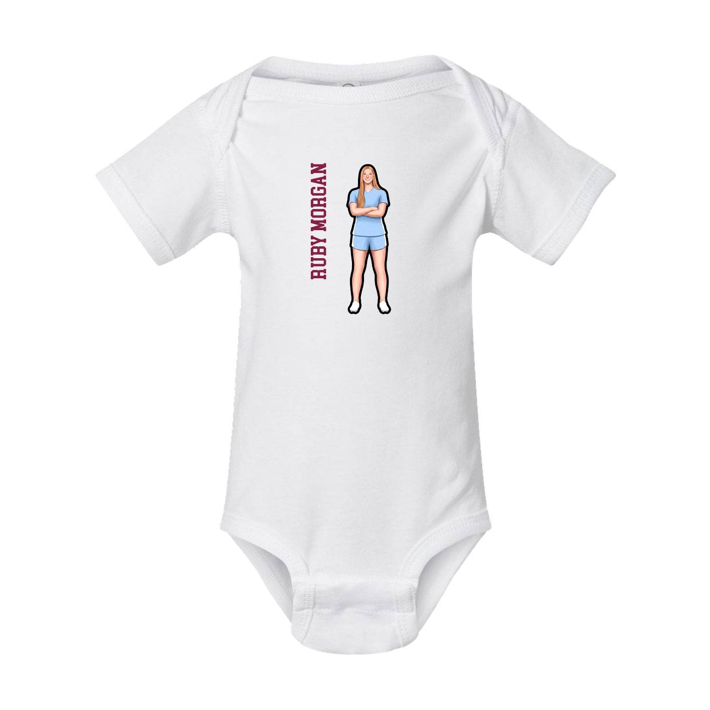 Baby Onesie — Name Vertical in White