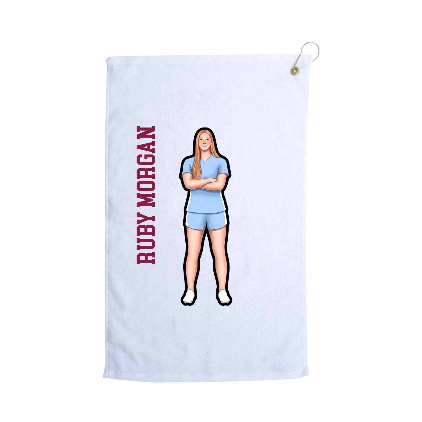 Golf Towel — Name Vertical in White