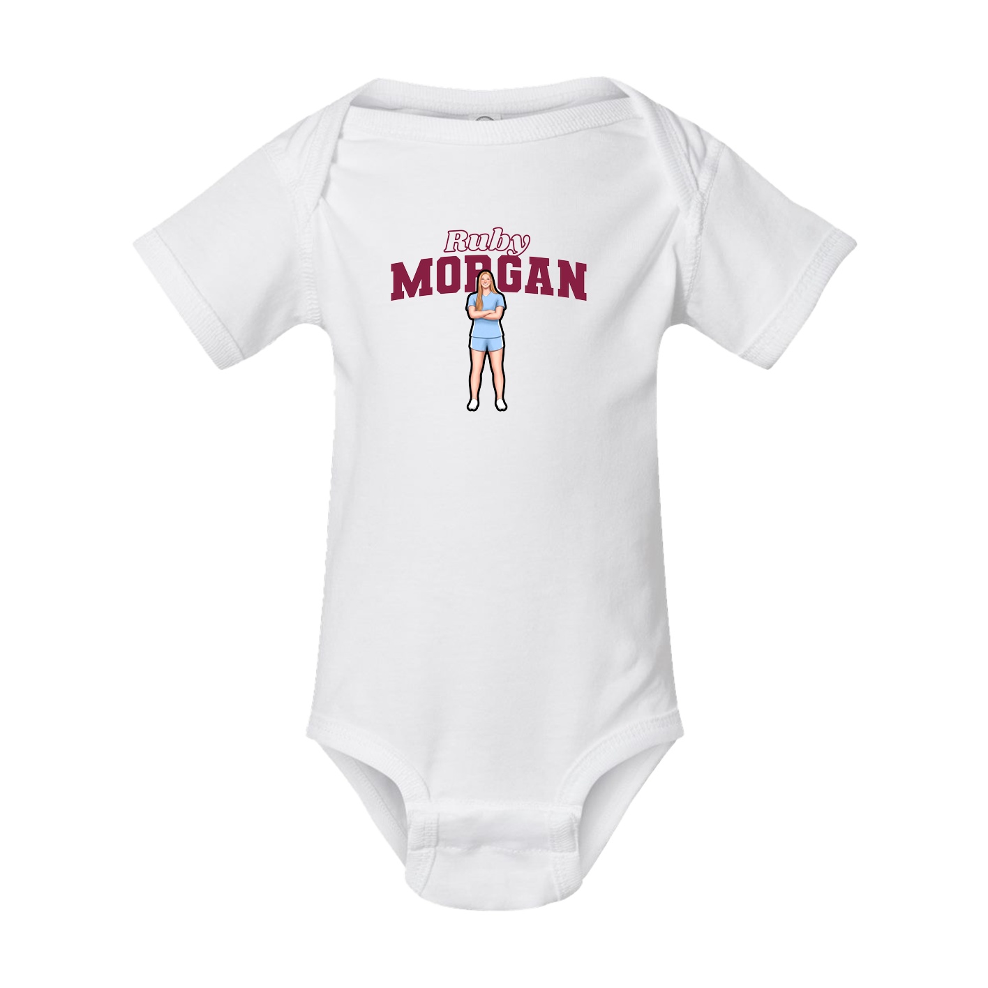 Baby Onesie — Name Arch in White
