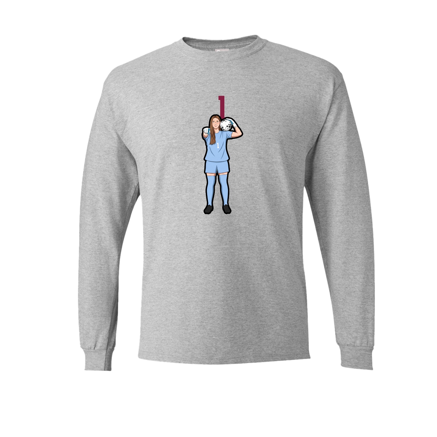 Long Sleeve Tee — Number Top in Grey