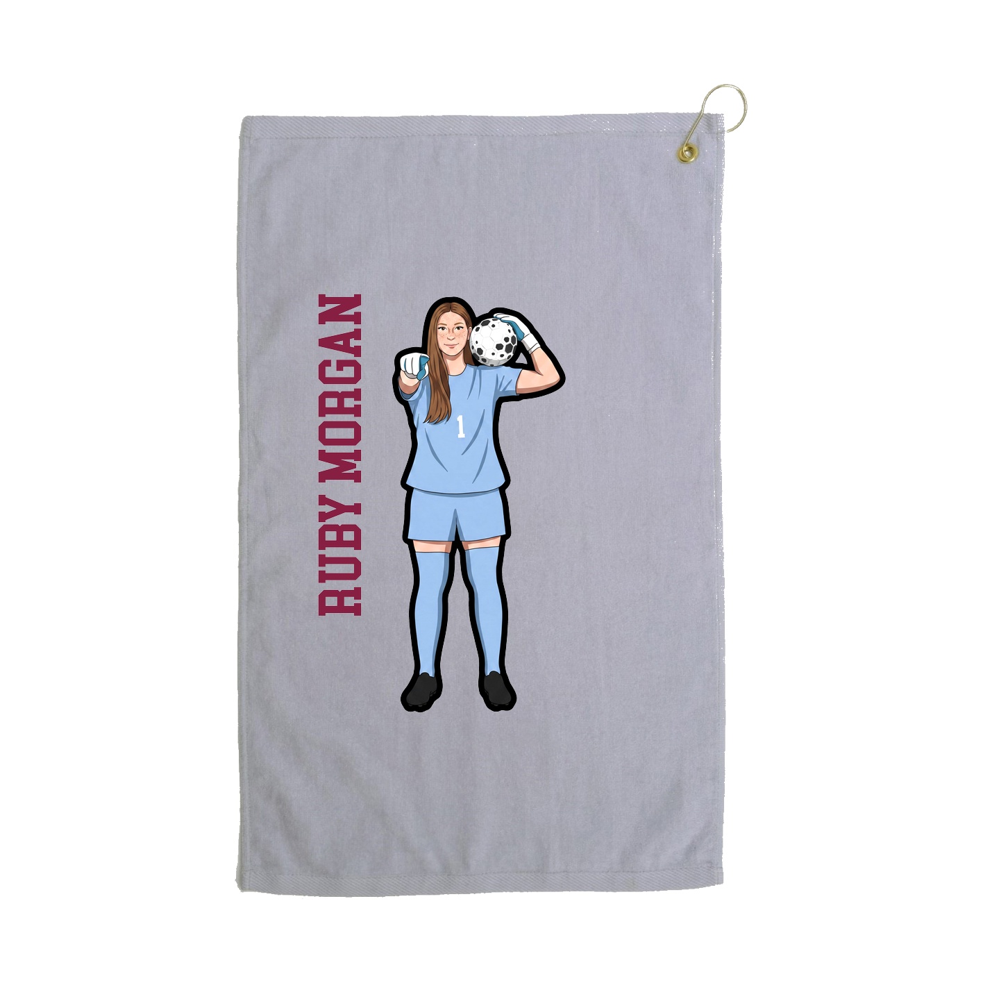Golf Towel — Name Vertical in Grey
